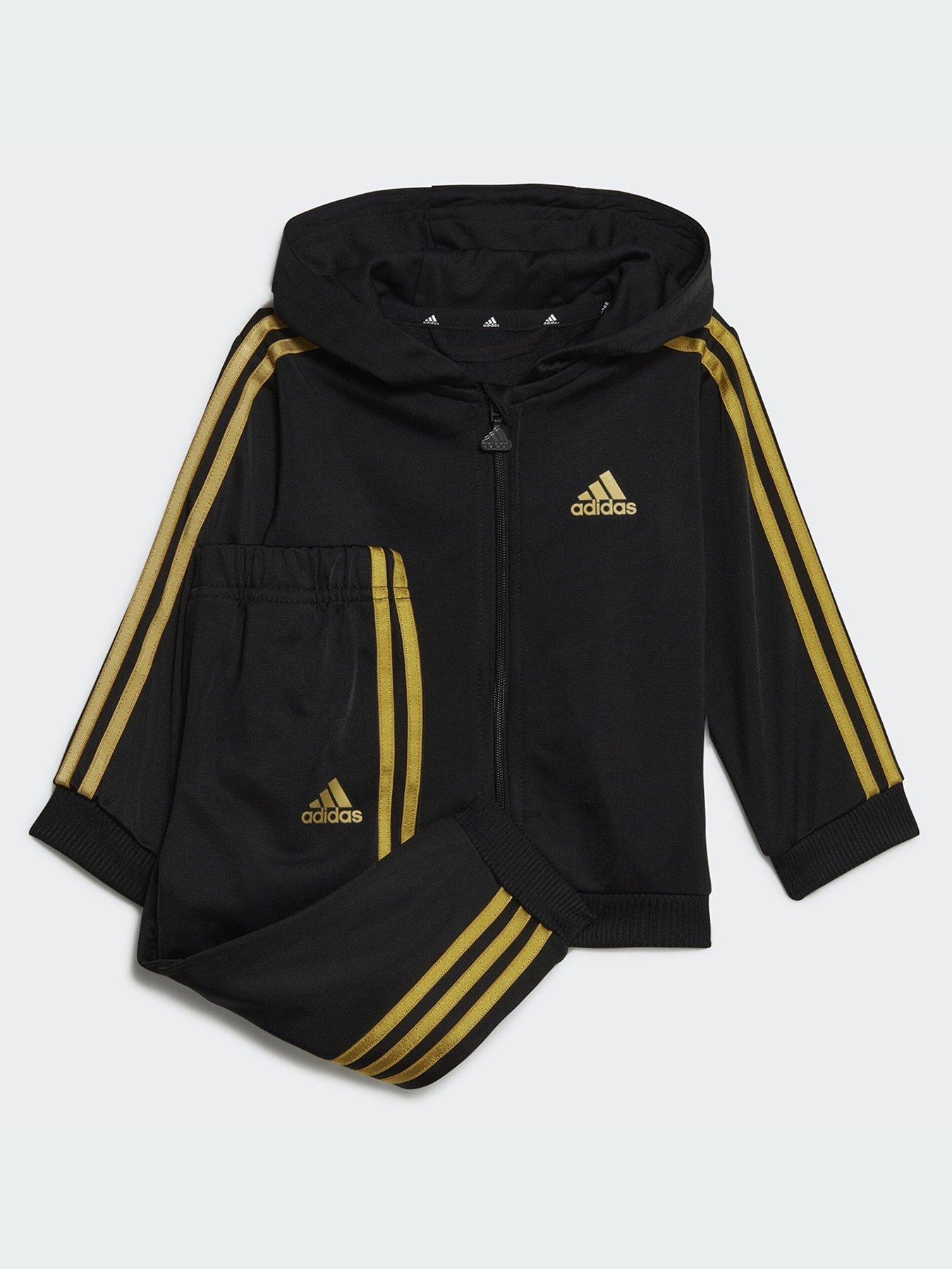 adidas Essentials Shiny Hooded Track Suit Black Very