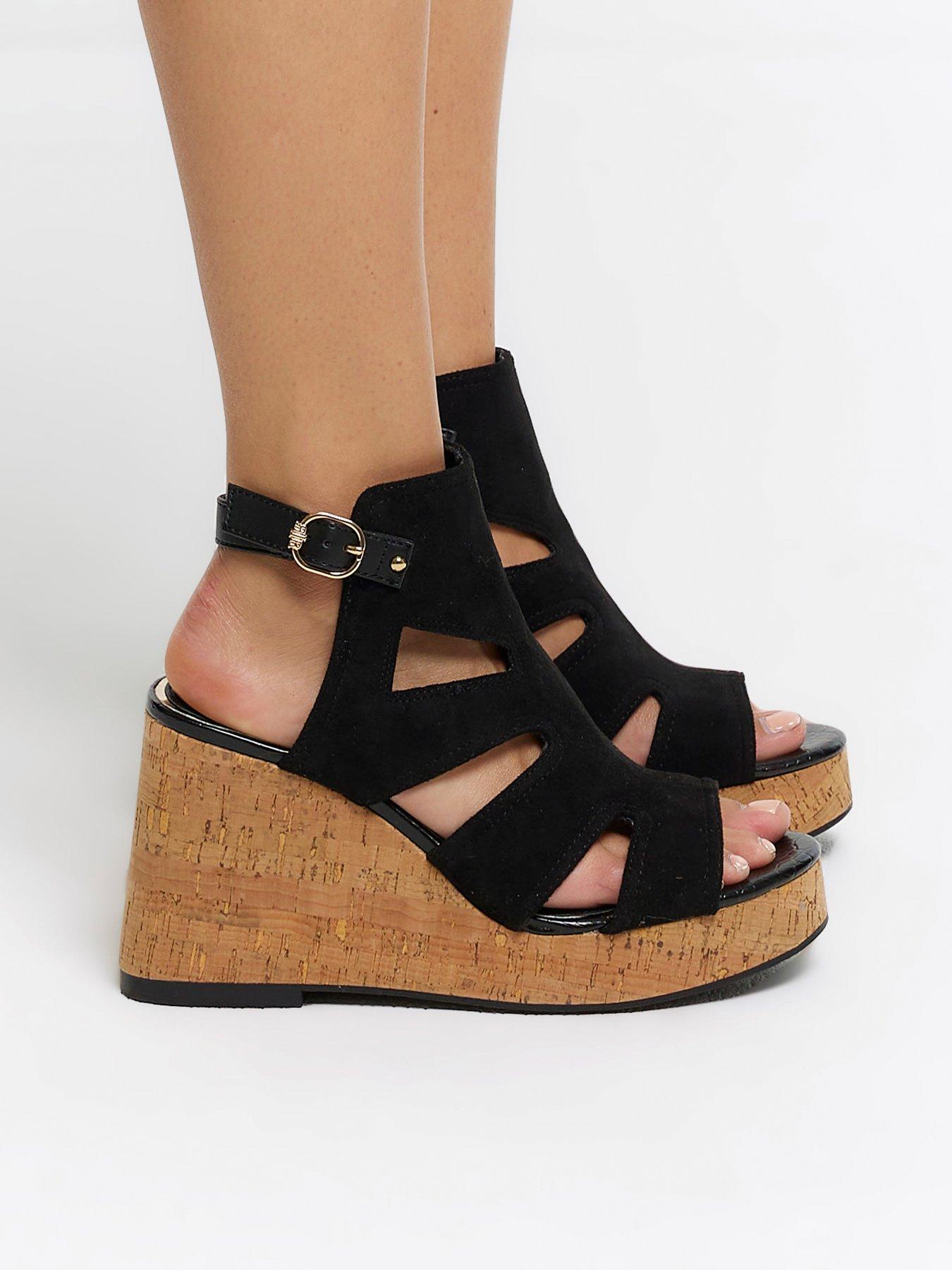 River Island Cut Out Wedge Sandals | Very.co.uk