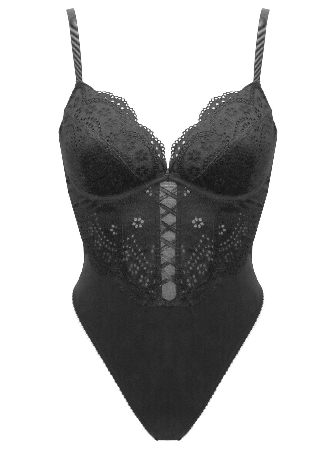 Image 3 of 4 of Pour Moi Swoon Padded Plunge Body - Black