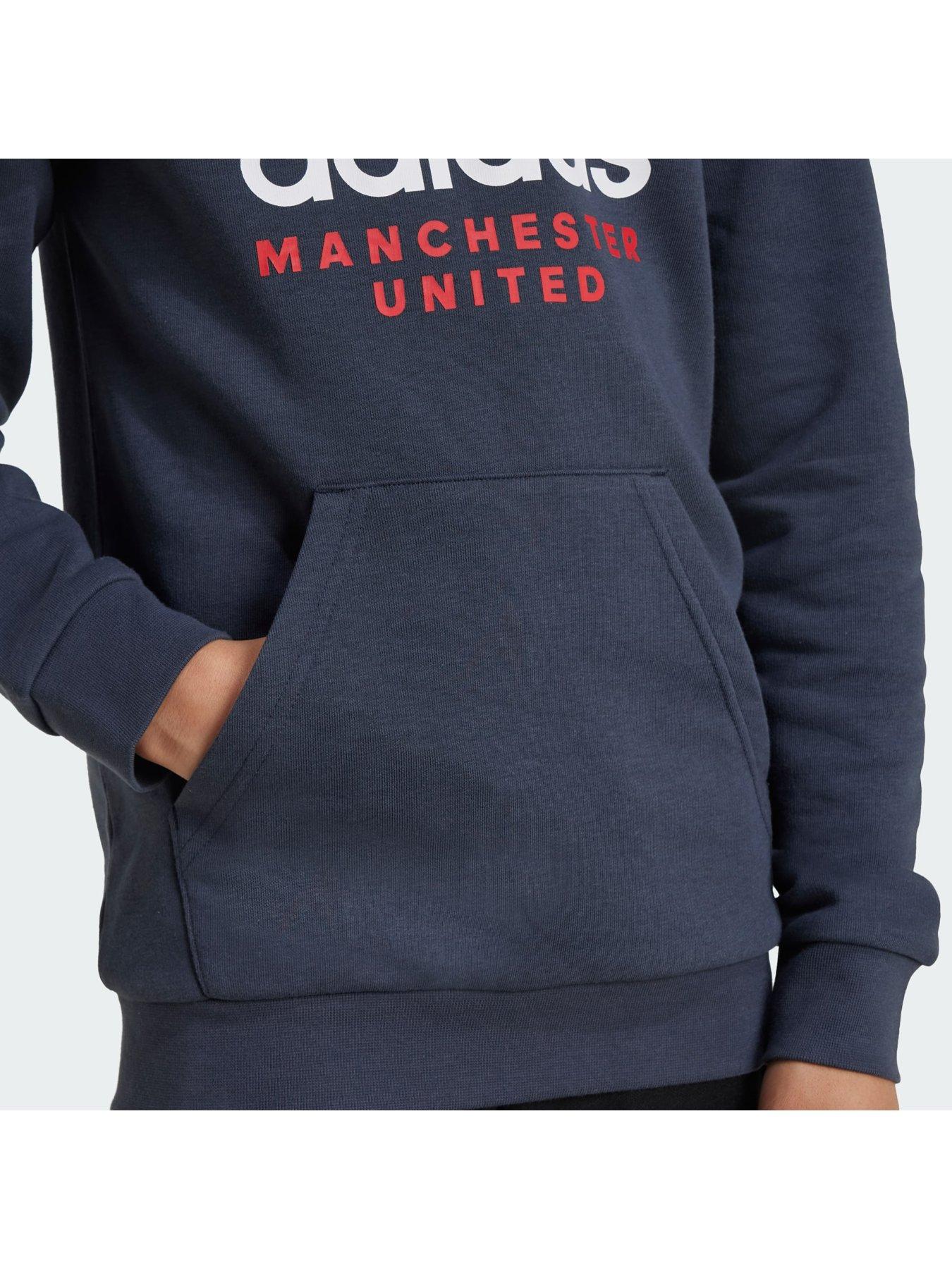 adidas Originals Manchester United Hoodie Kids - Grey | Very.co.uk