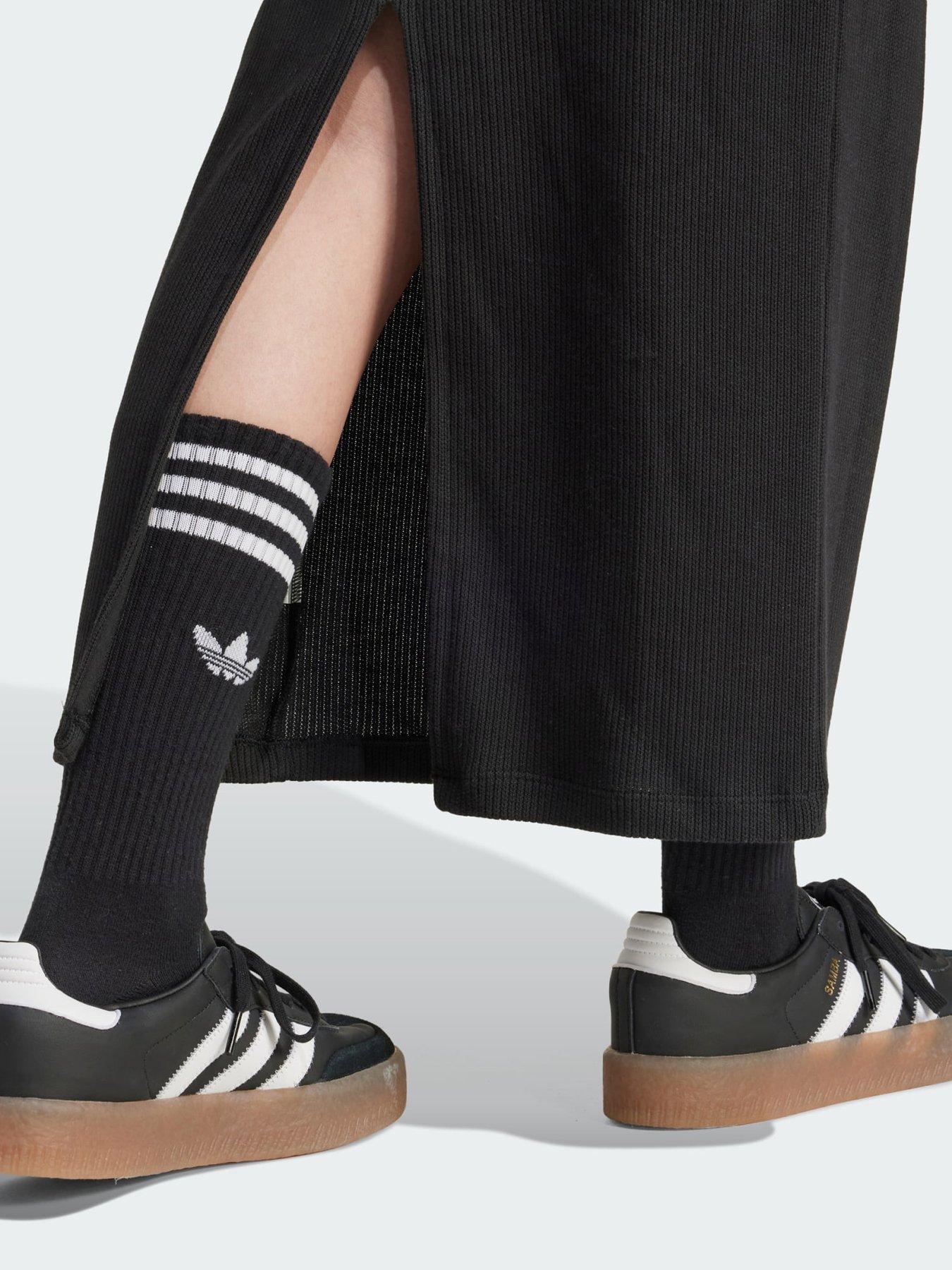 adidas Originals Adicolor 3 Stripes Knit V Neck Dress Black Very