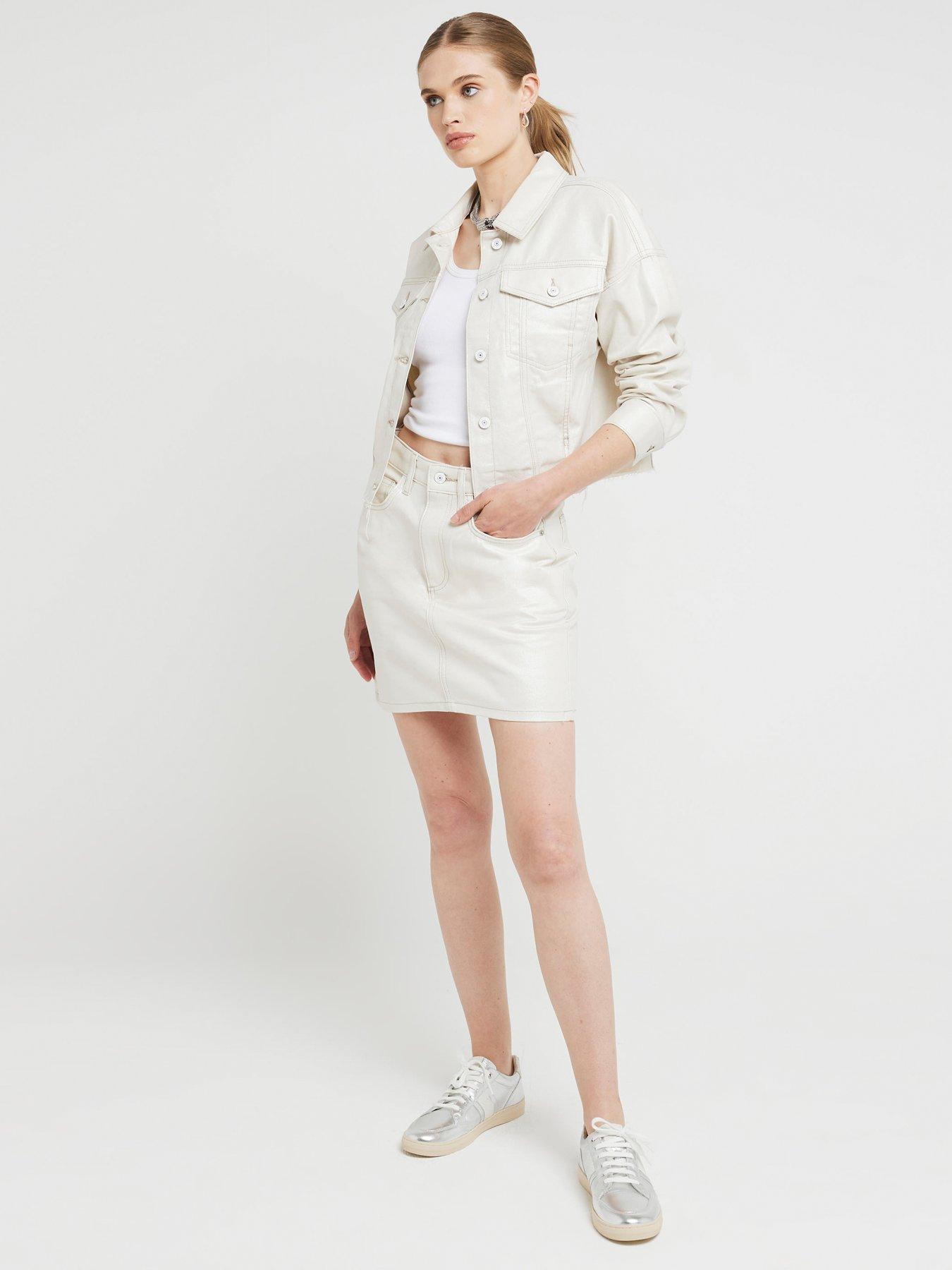 River Island Metallic Coated Denim Crop Jacket Very