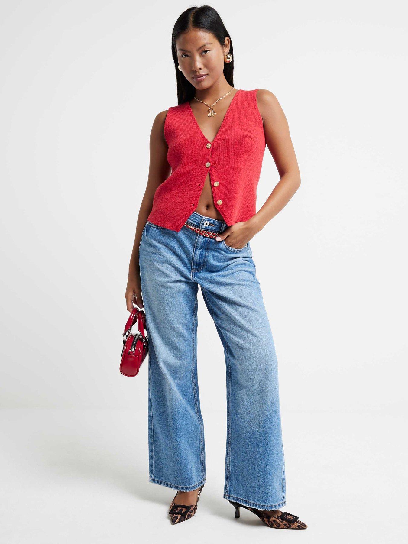 River Island Petite Relaxed Straight Fit Jeans Blue Very