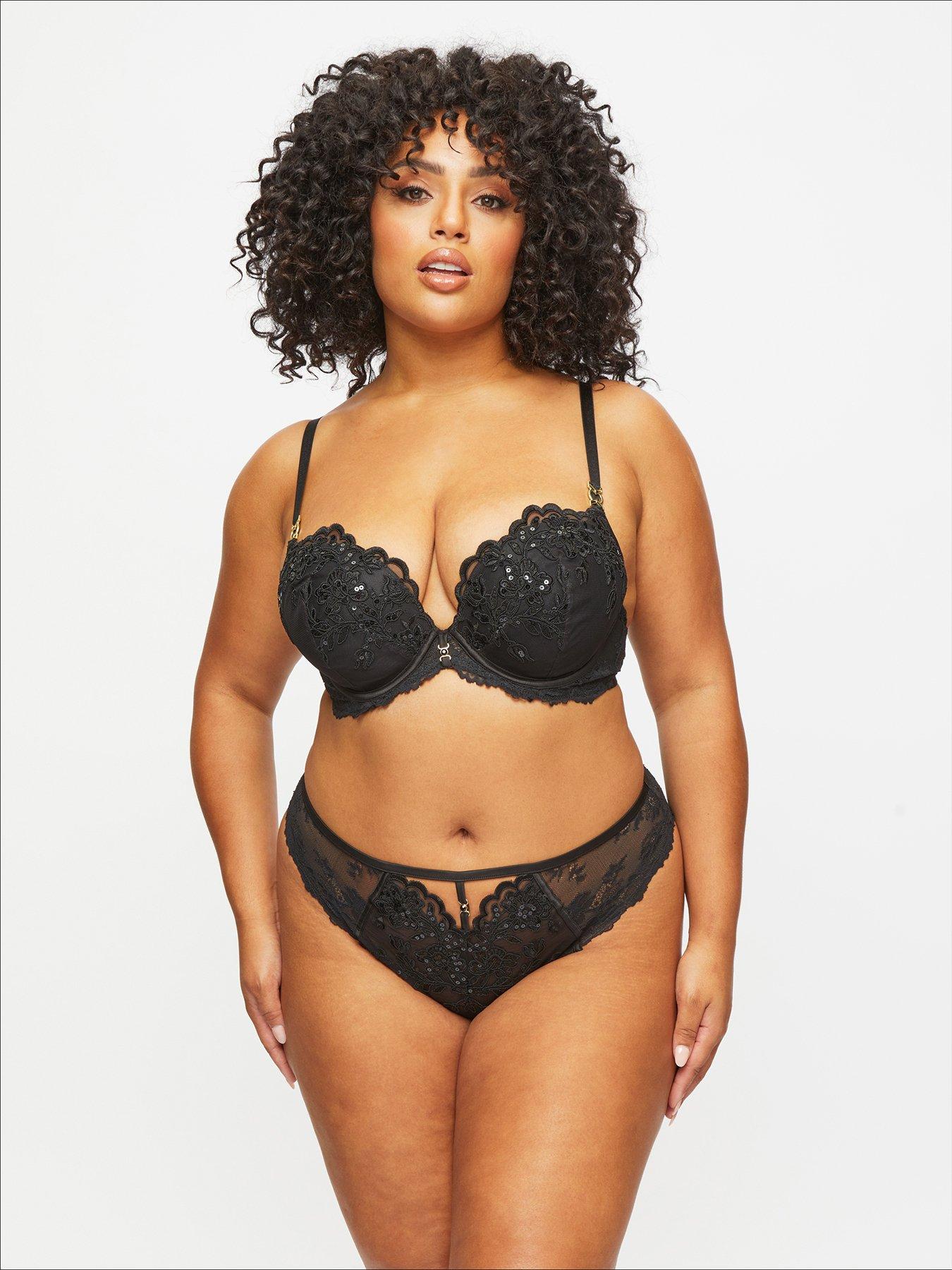 Ann Summers Icon Fuller Bust Padded Plunge Bra - Black