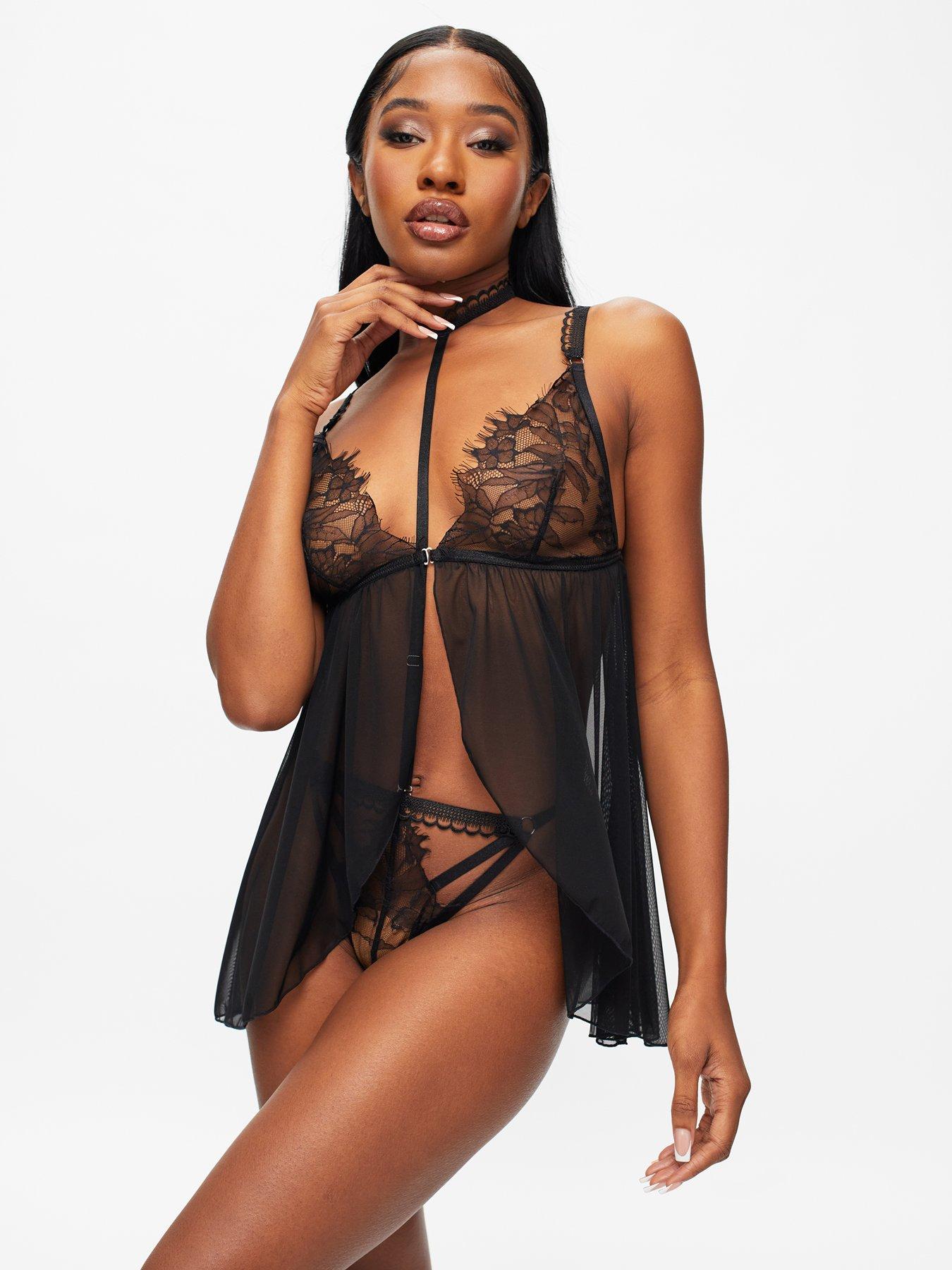Ann Summers Loveable Touch Crotchless Babydoll - Black