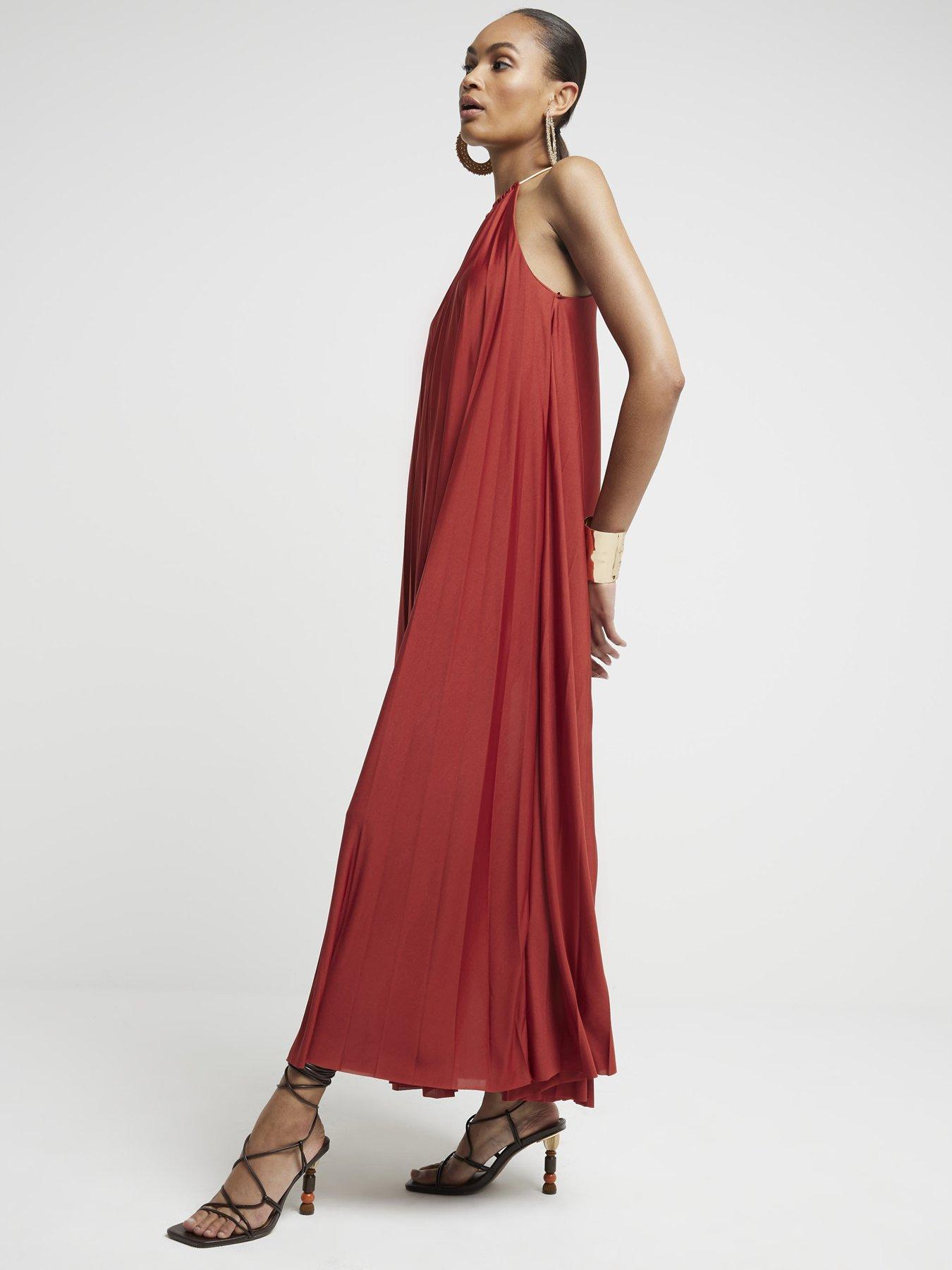 Image 3 of 5 of River Island Gold Hardware Halter Neck Maxi Dress