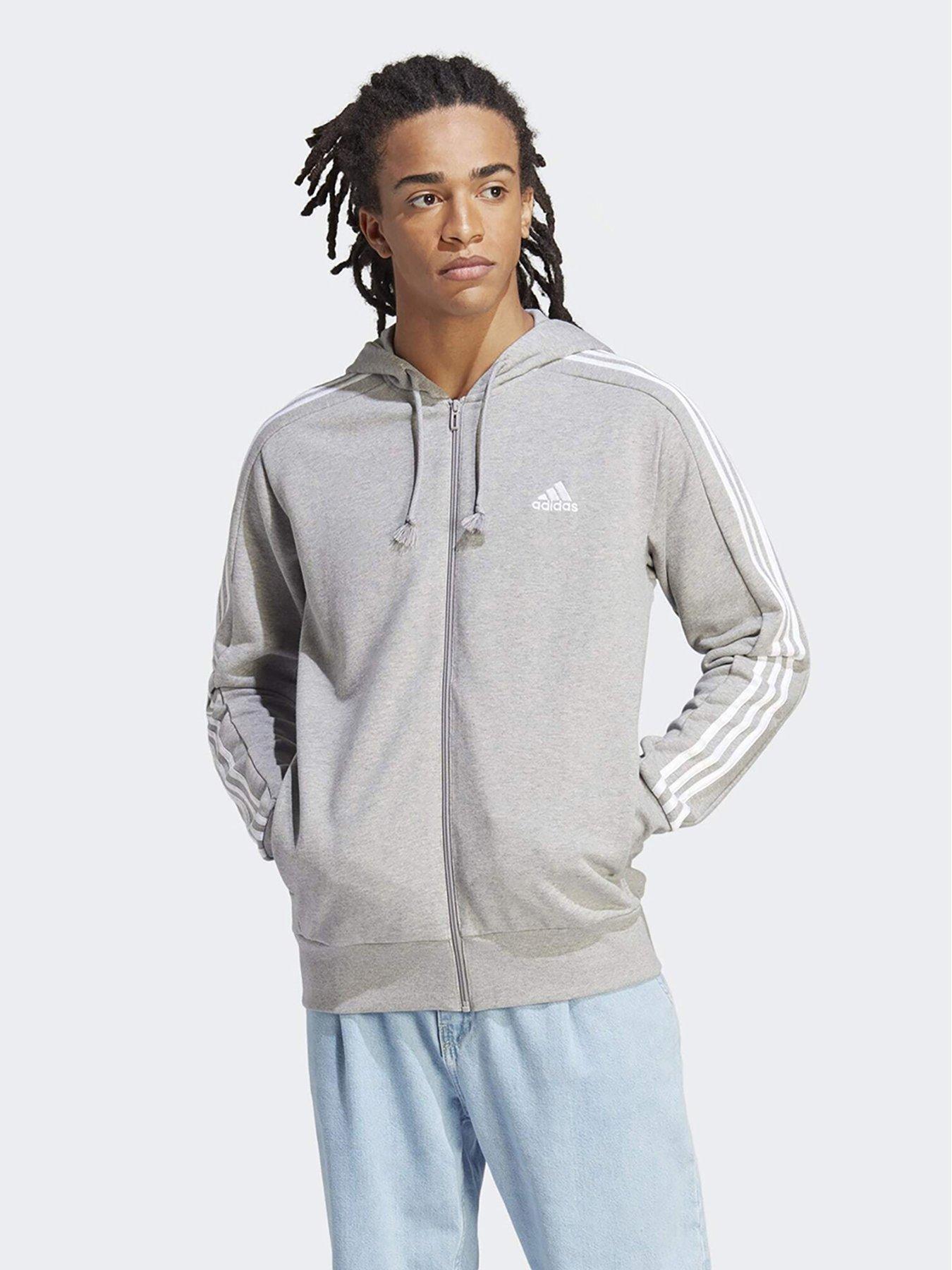 Image 1 of 5 of adidas Essentials French Terry 3-Stripes Full-Zip Hoodie - Green