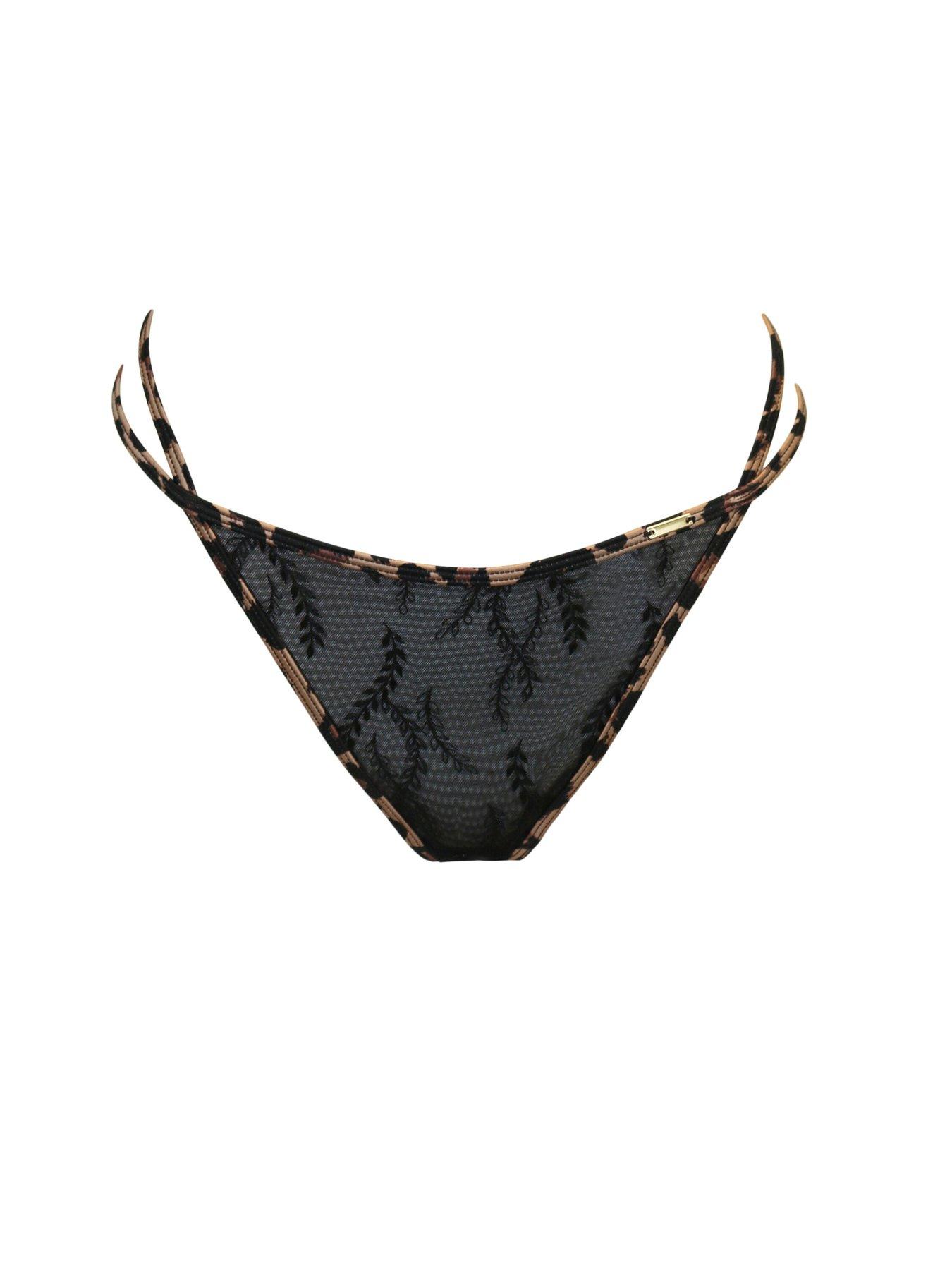 Image 3 of 4 of Pour Moi India Leopard Embroidered Strappy Tanga Thong
