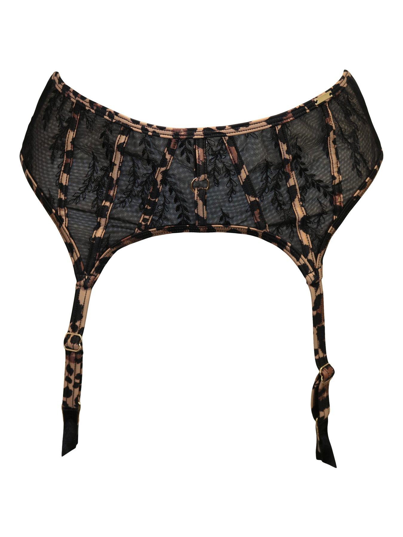 Image 3 of 4 of Pour Moi India Leopard Embroidered Suspender