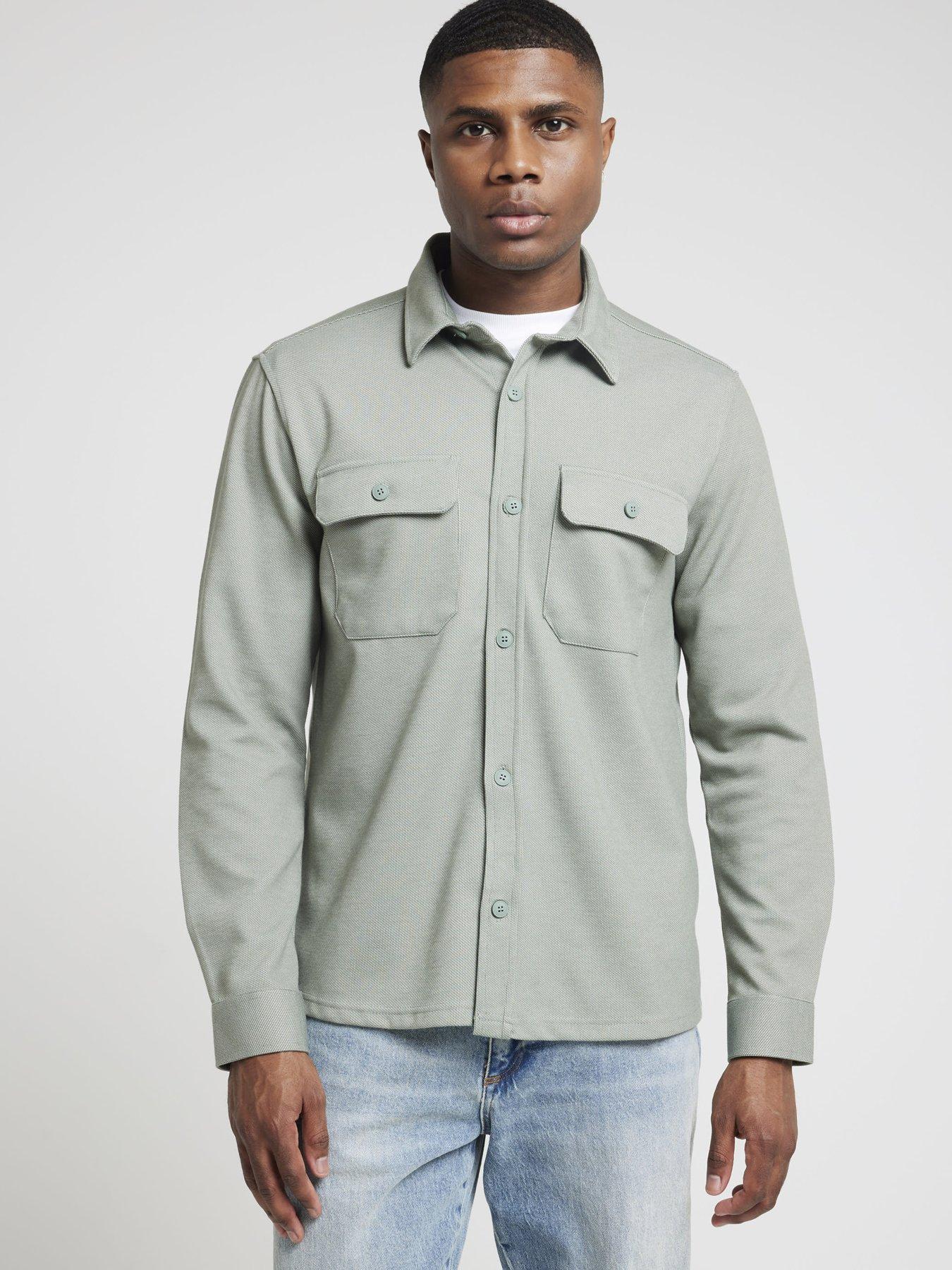 River Island Regular Fit Jersey Overshirt Green Very