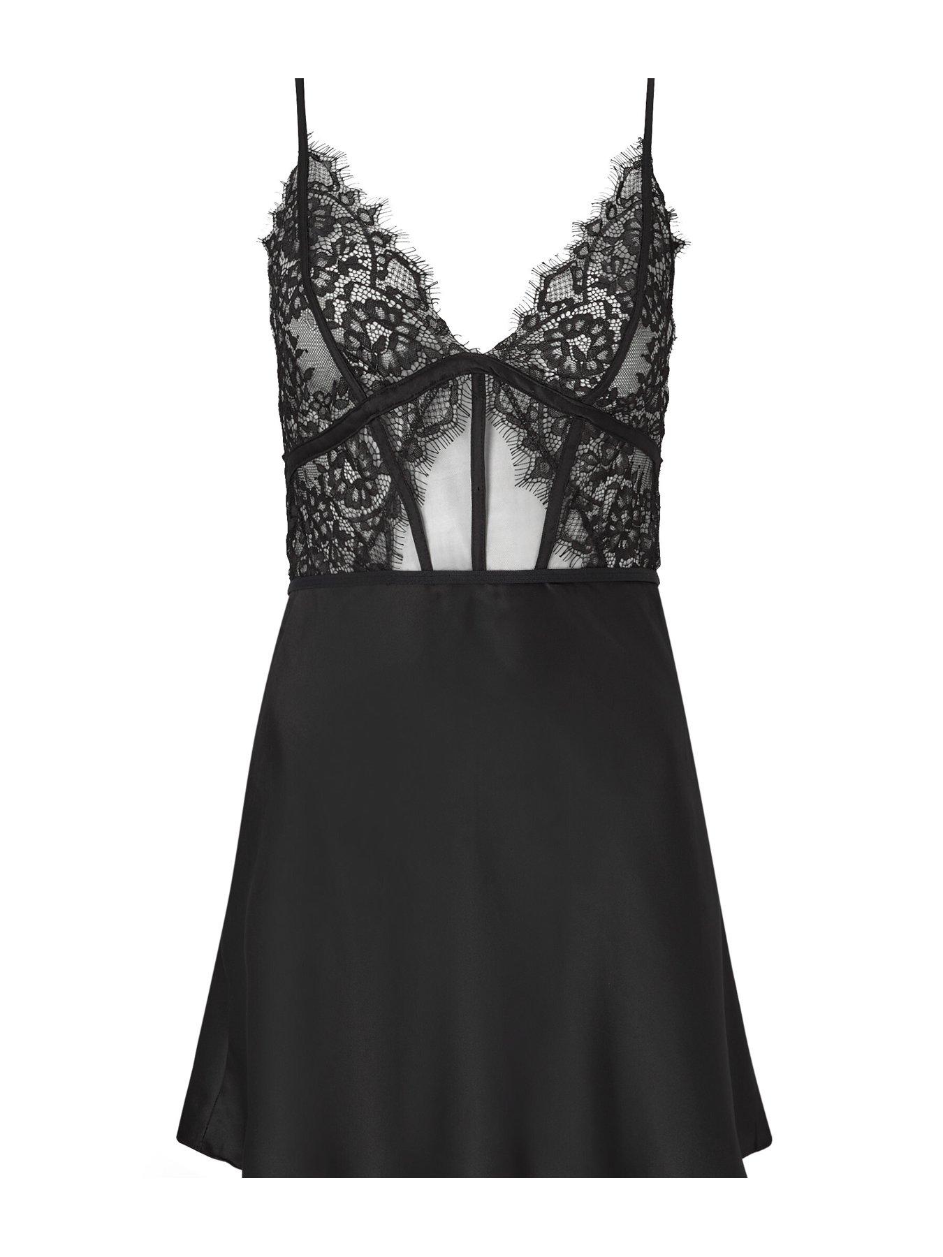 Ensemble Chemisier & Short Noir Ann Summers Oregon - Taille 16-18 - Neuf Avec Étiquettes