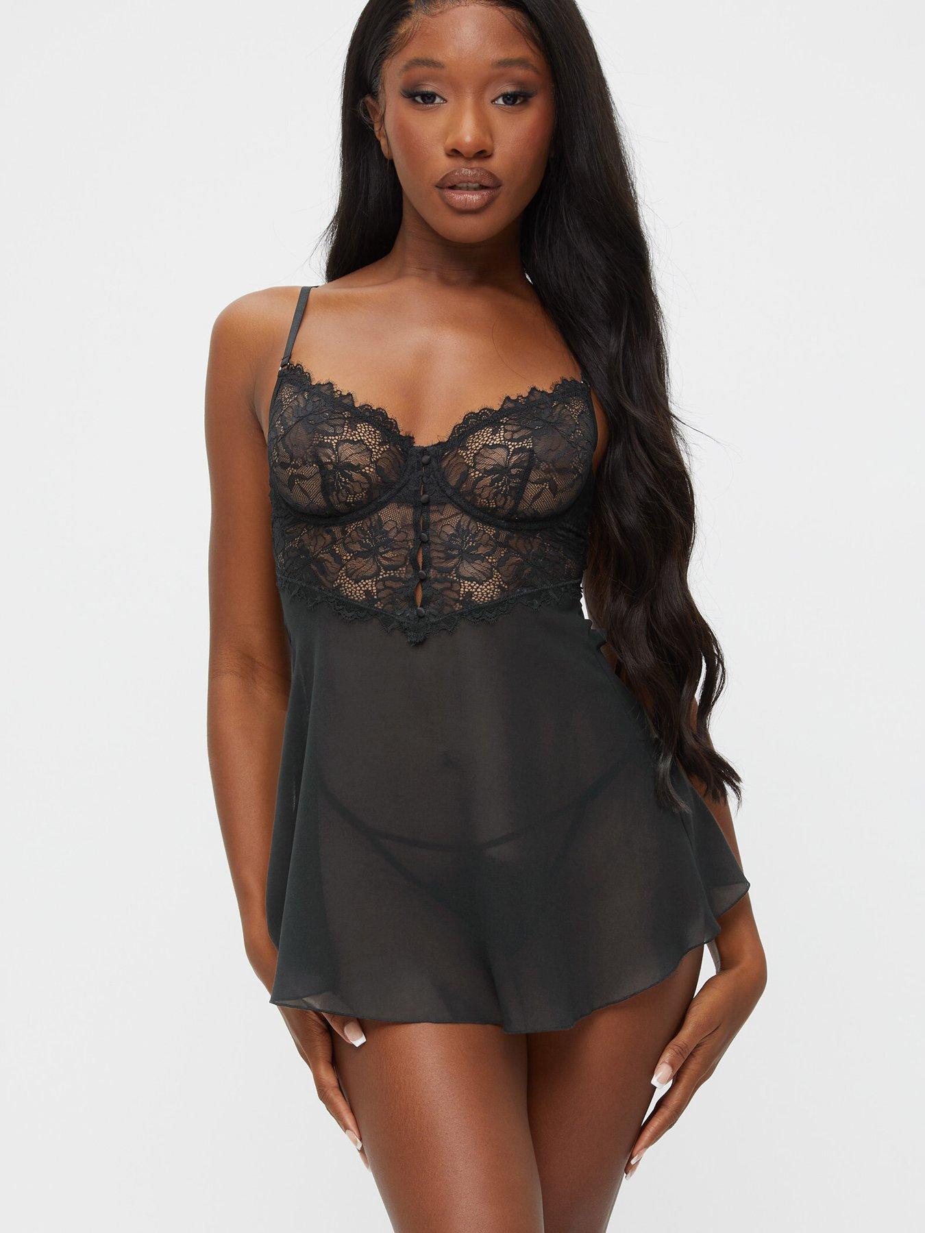 Image 1 of 4 of Ann Summers Iris Babydoll - Black