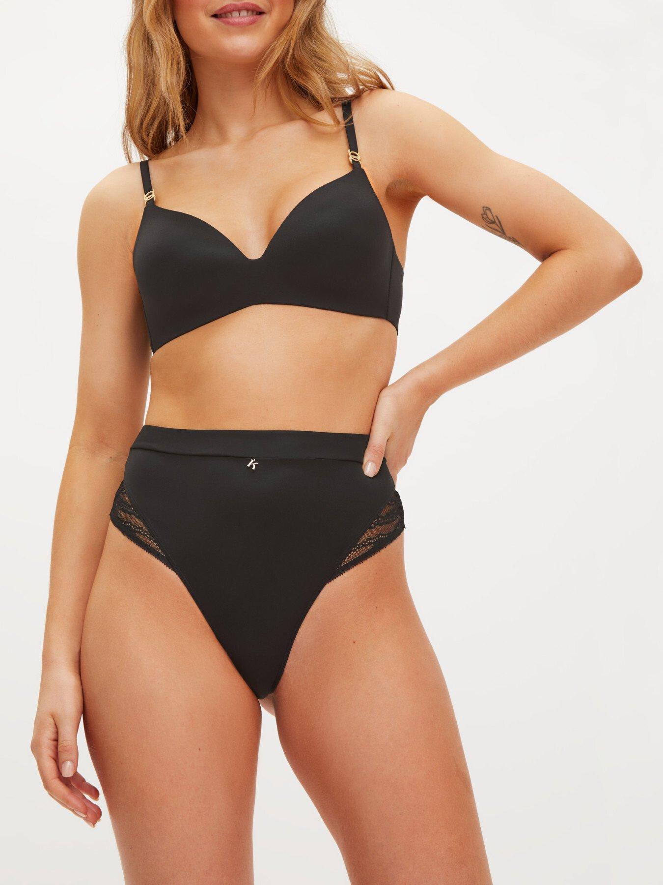 undefined Charlotte High-Waisted Thong - Black