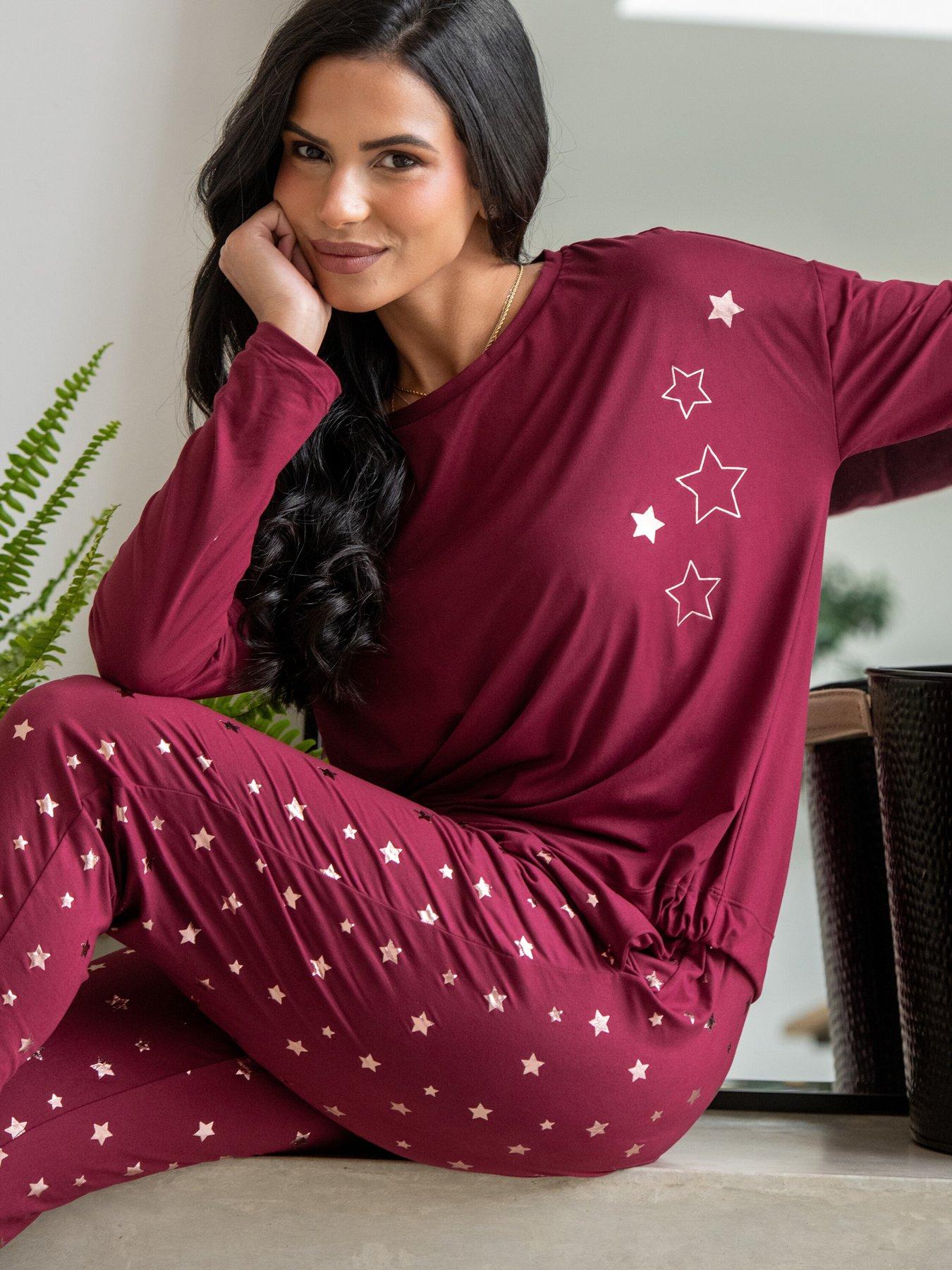 Image 3 of 4 of Pour Moi Soft Touch Jersey Star Jogger Pyjama Set - Dark Purple