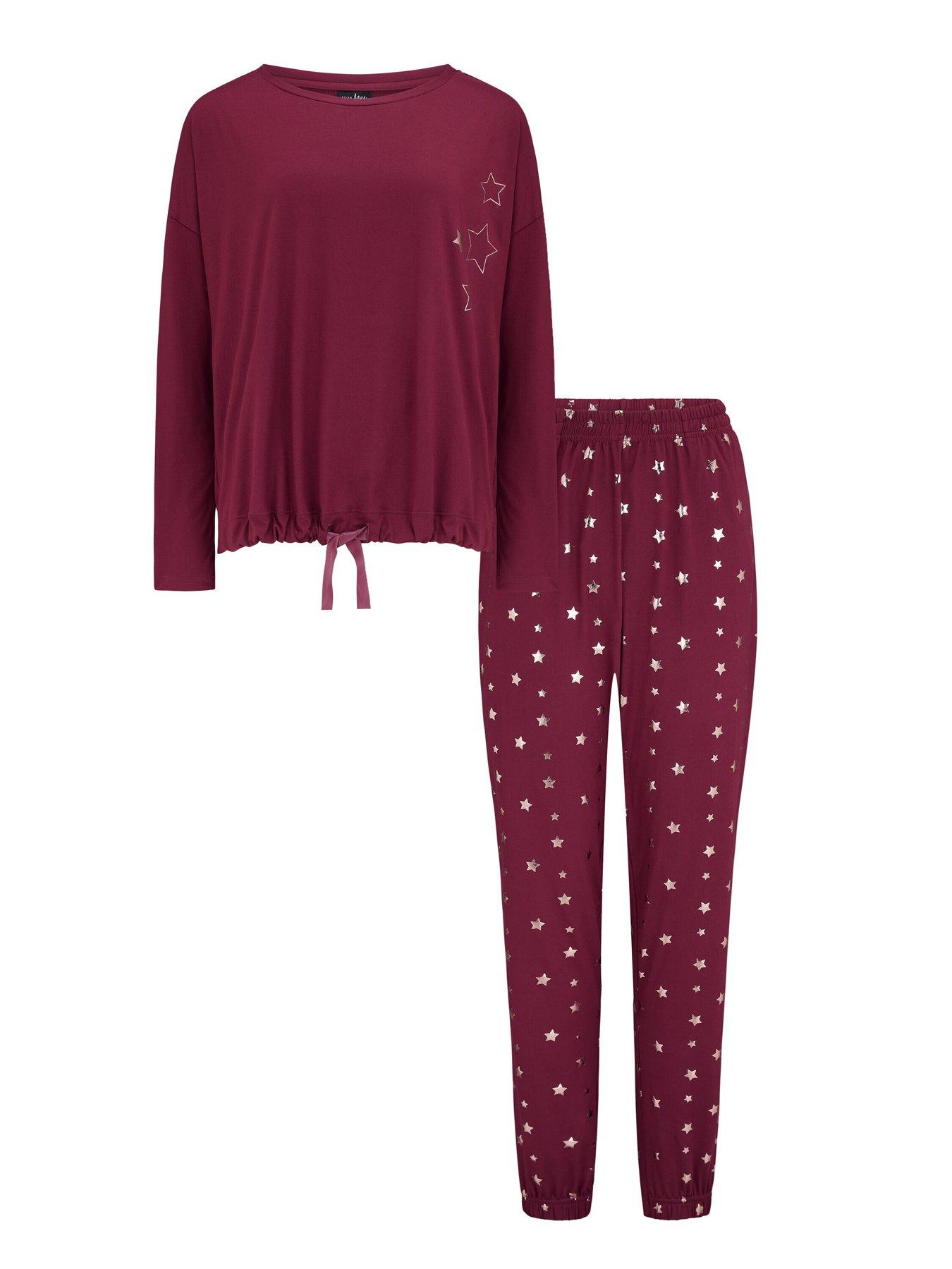 Image 4 of 4 of Pour Moi Soft Touch Jersey Star Jogger Pyjama Set - Dark Purple