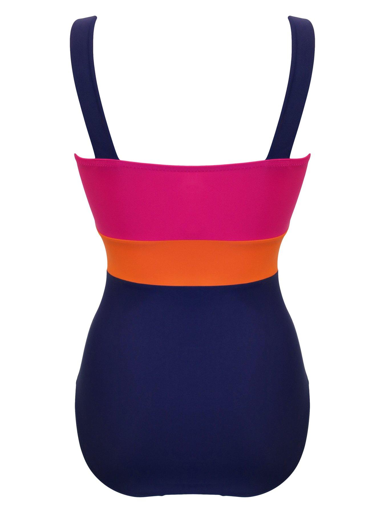 Color Block Tummy Control Tankini-AMZ