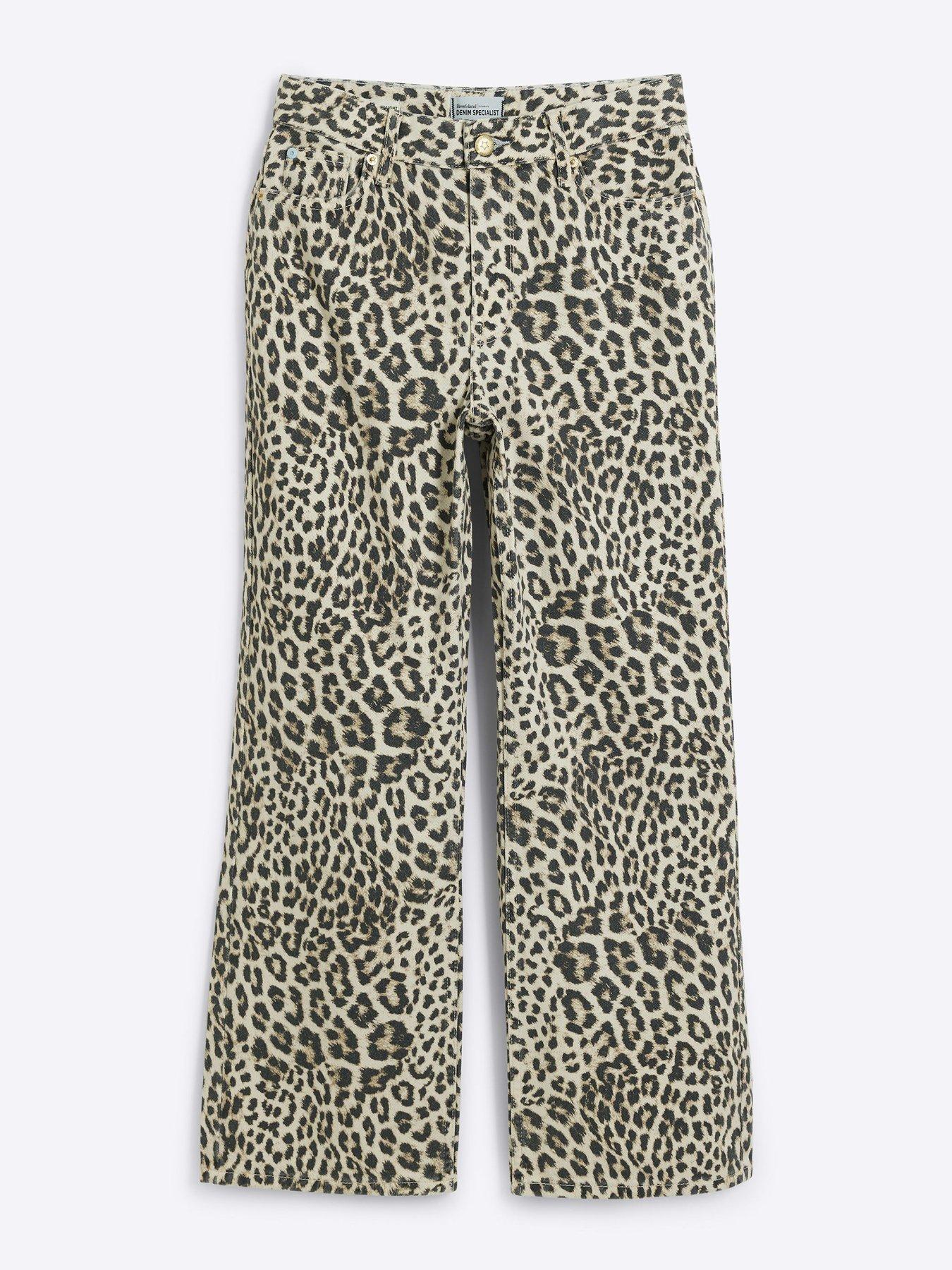 River Island Petite Leopard Relaxed Straight Jeans