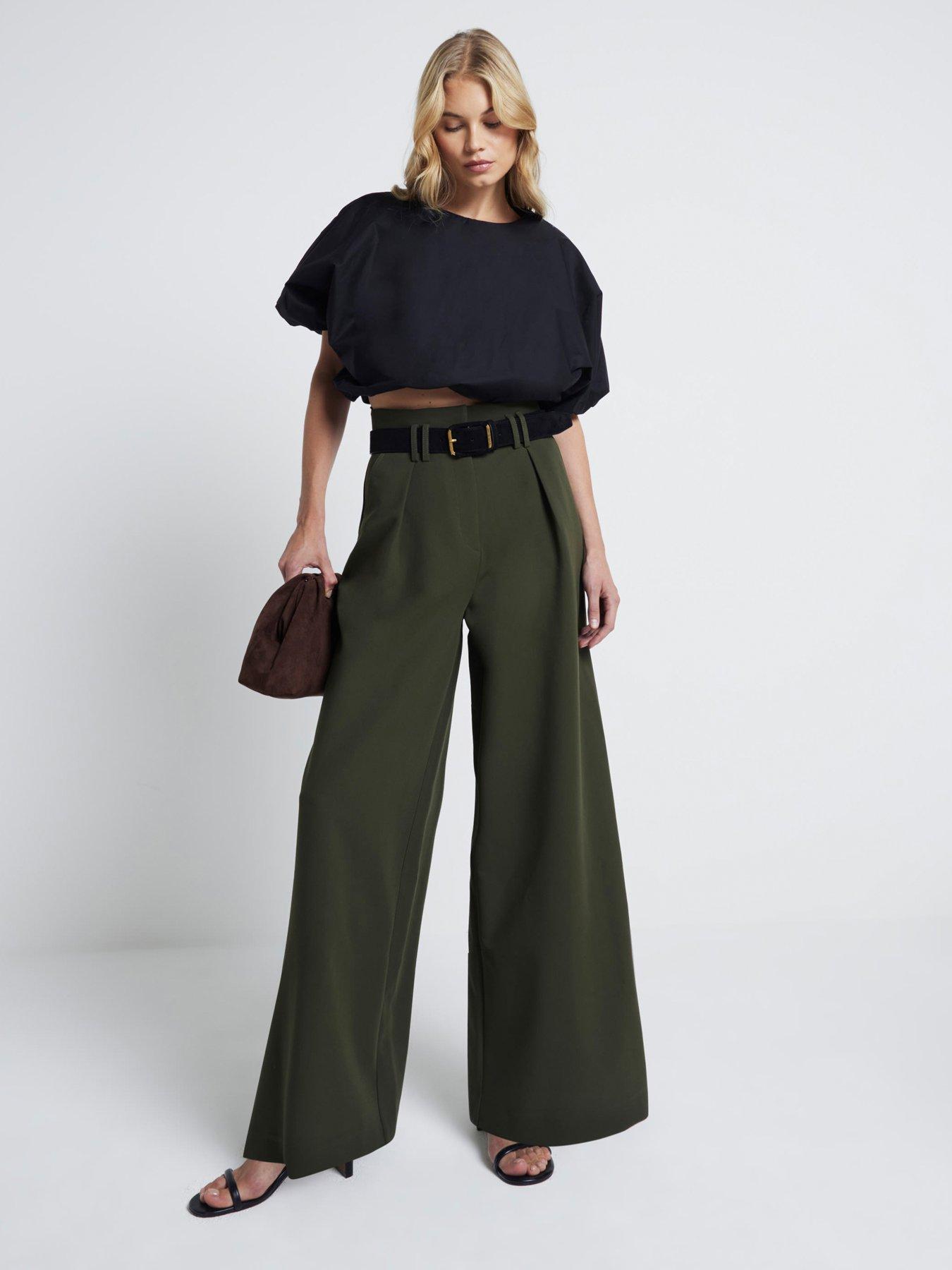 undefined Premium High Waisted Wide Leg Trousers