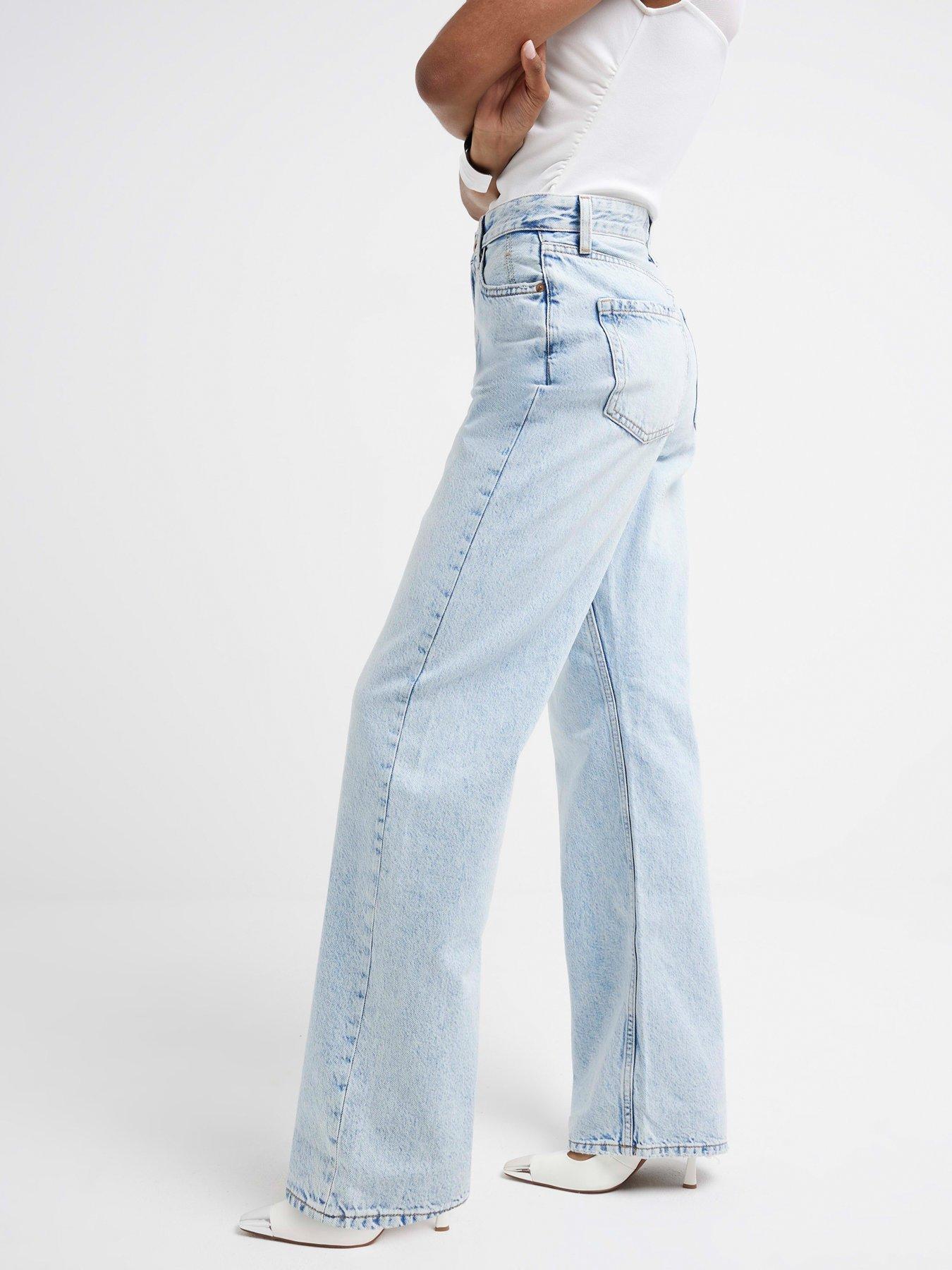 River Island High Waisted Relaxed Straight Jeans Blue Very