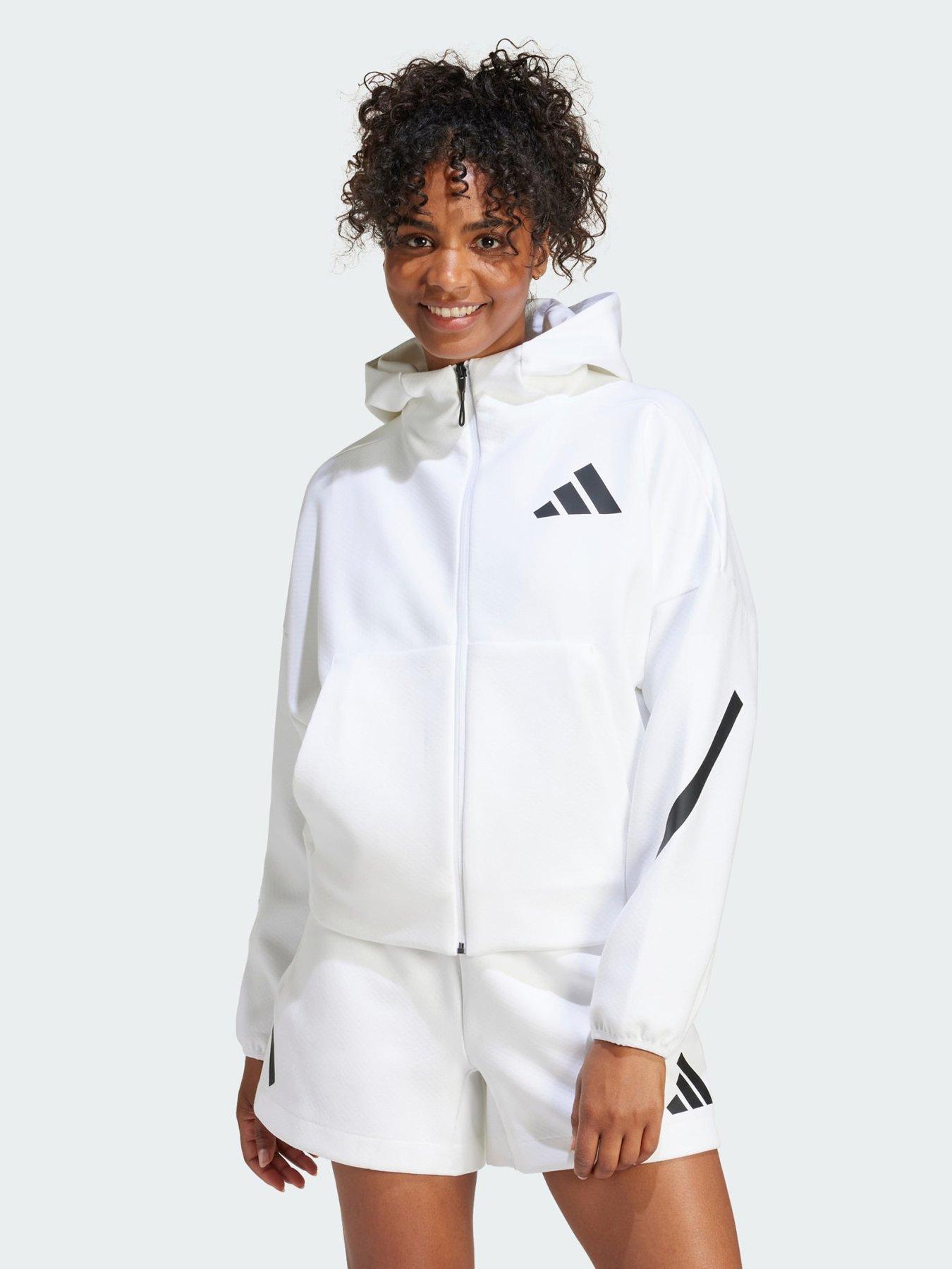 Adidas zne 3 stripe zip thru hoodie in navy sale