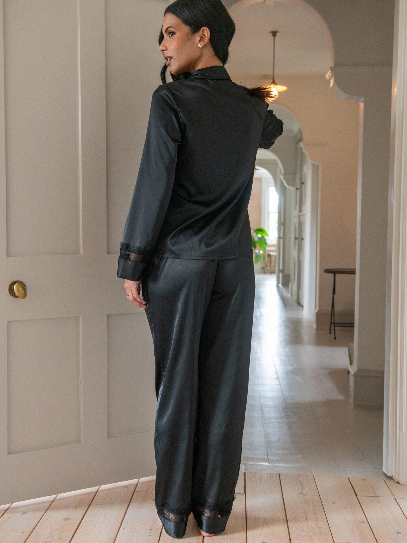 Image 2 of 4 of Pour Moi Dusk Satin and Lace Revere Collar Pyjama Set
