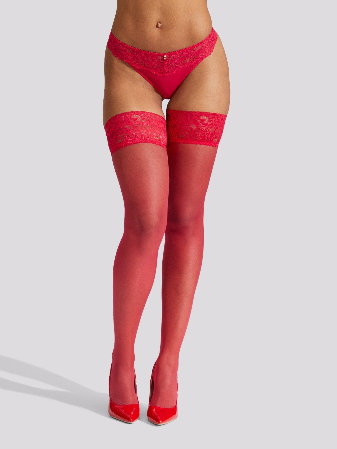 Image 1 of 3 of Ann Summers Lace Top Glossy Hold Ups