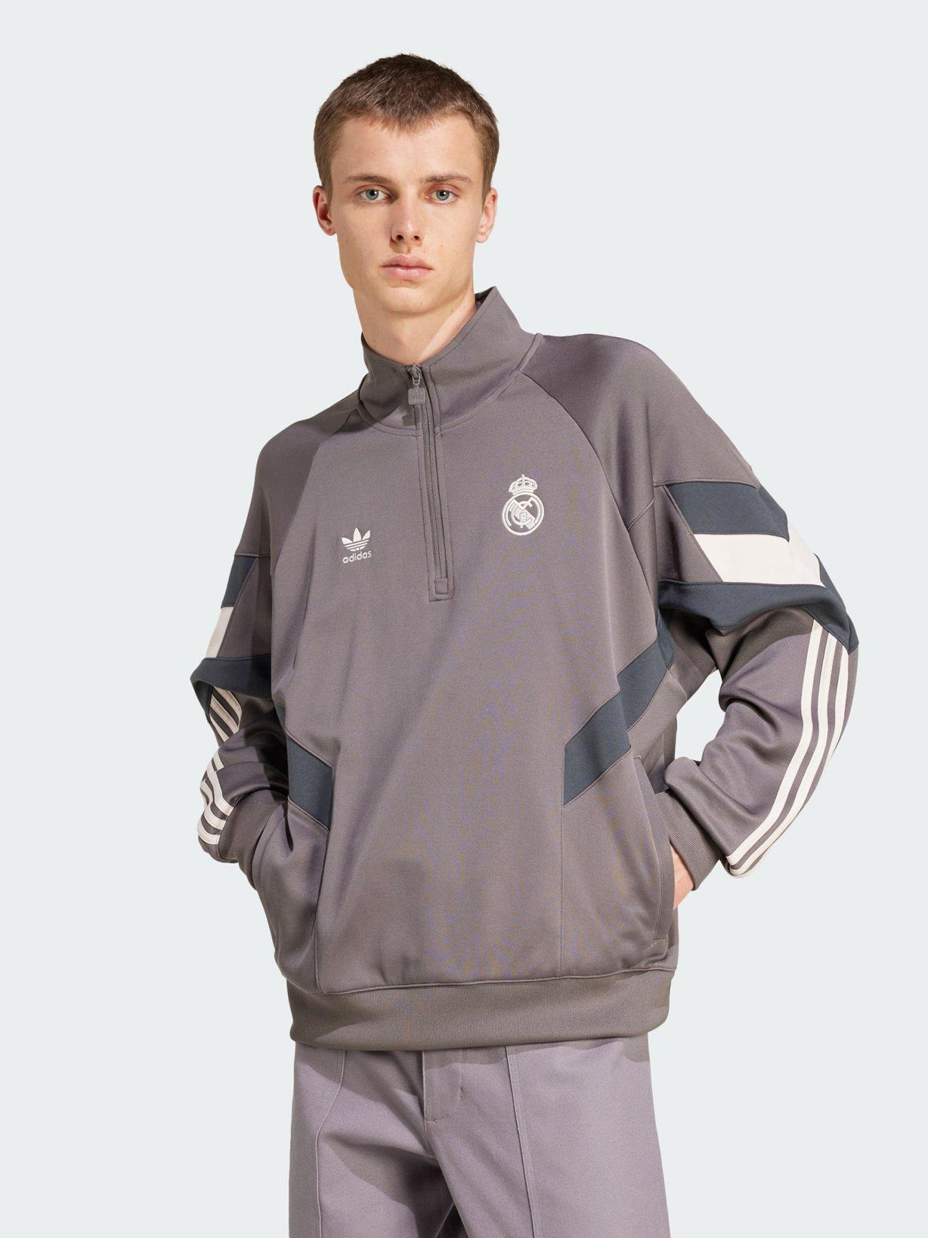 Real Madrid Originals Half Zip Crew Sweatshirt Brown