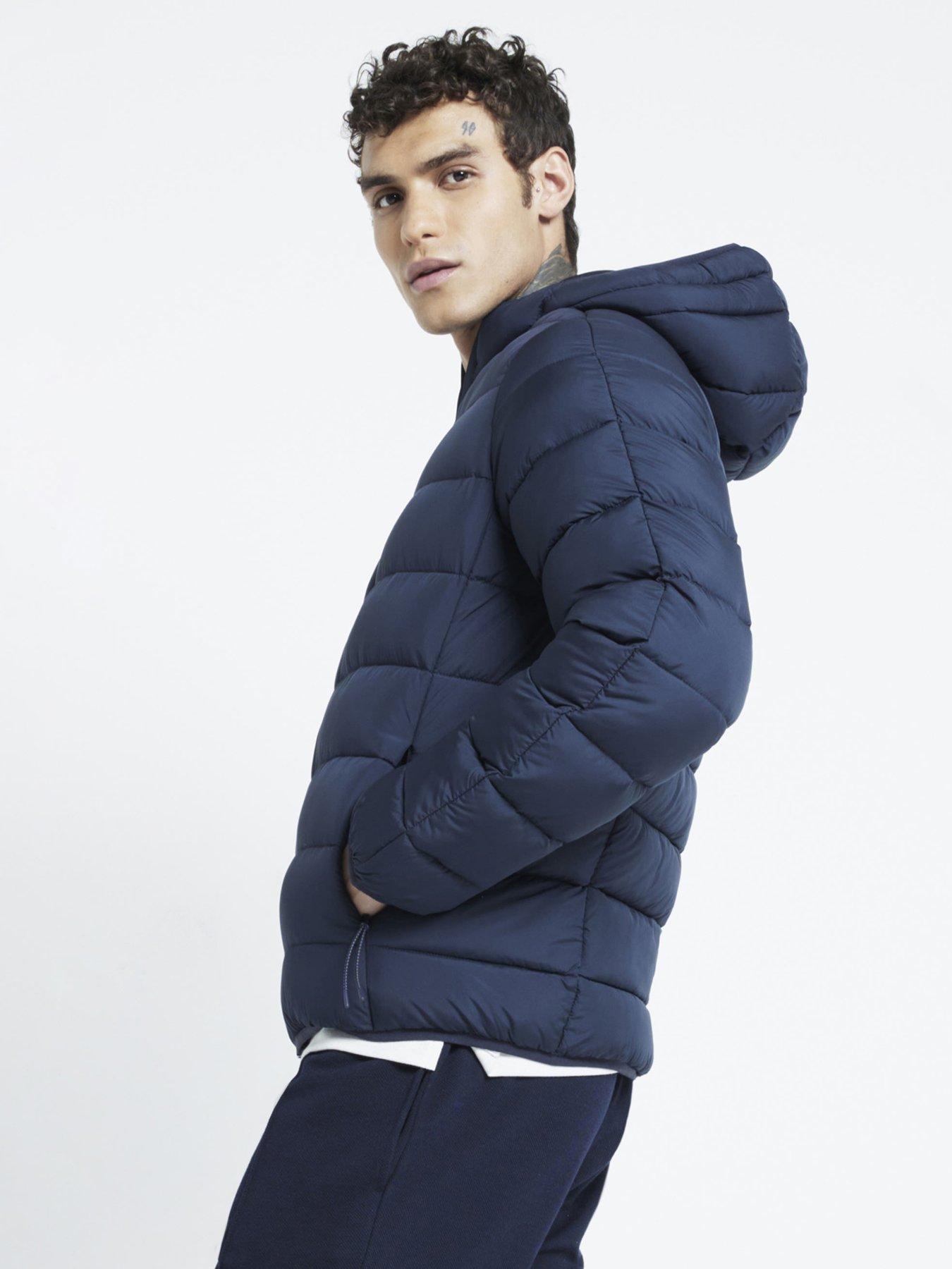 Regular Fit Hooded Padded Jacket Blue