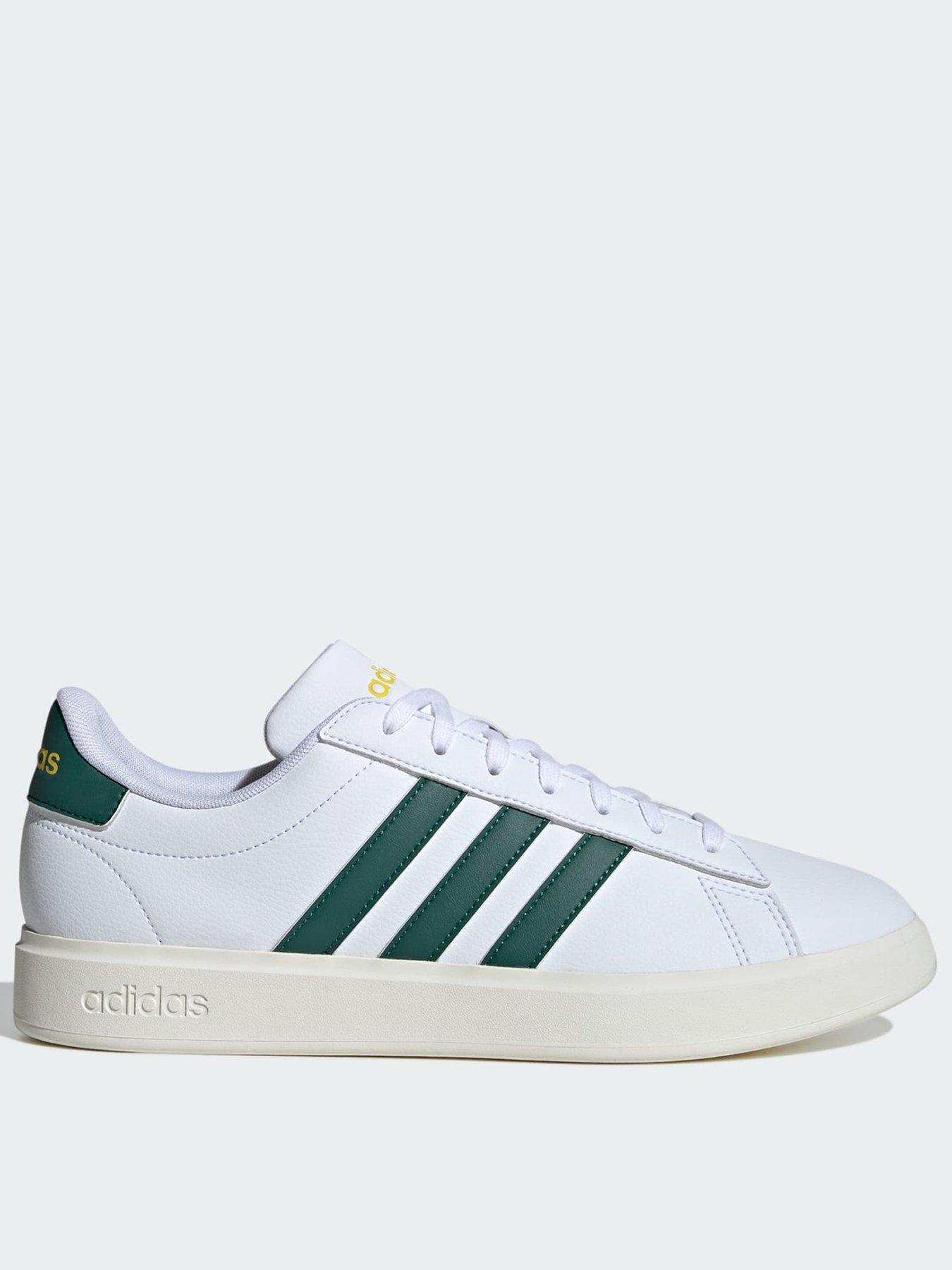 adidas GRAND COURT 2.0 SHOES, White/Green, Size 10.5, Men