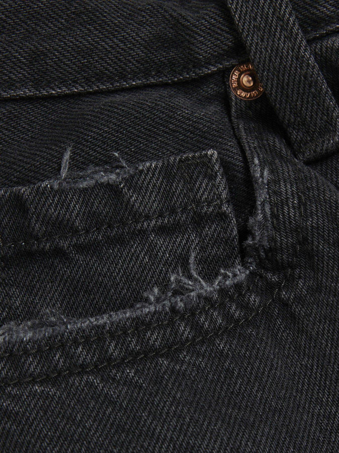 Image 2 of 2 of River Island Petite Relaxed Straight Jeans - Black