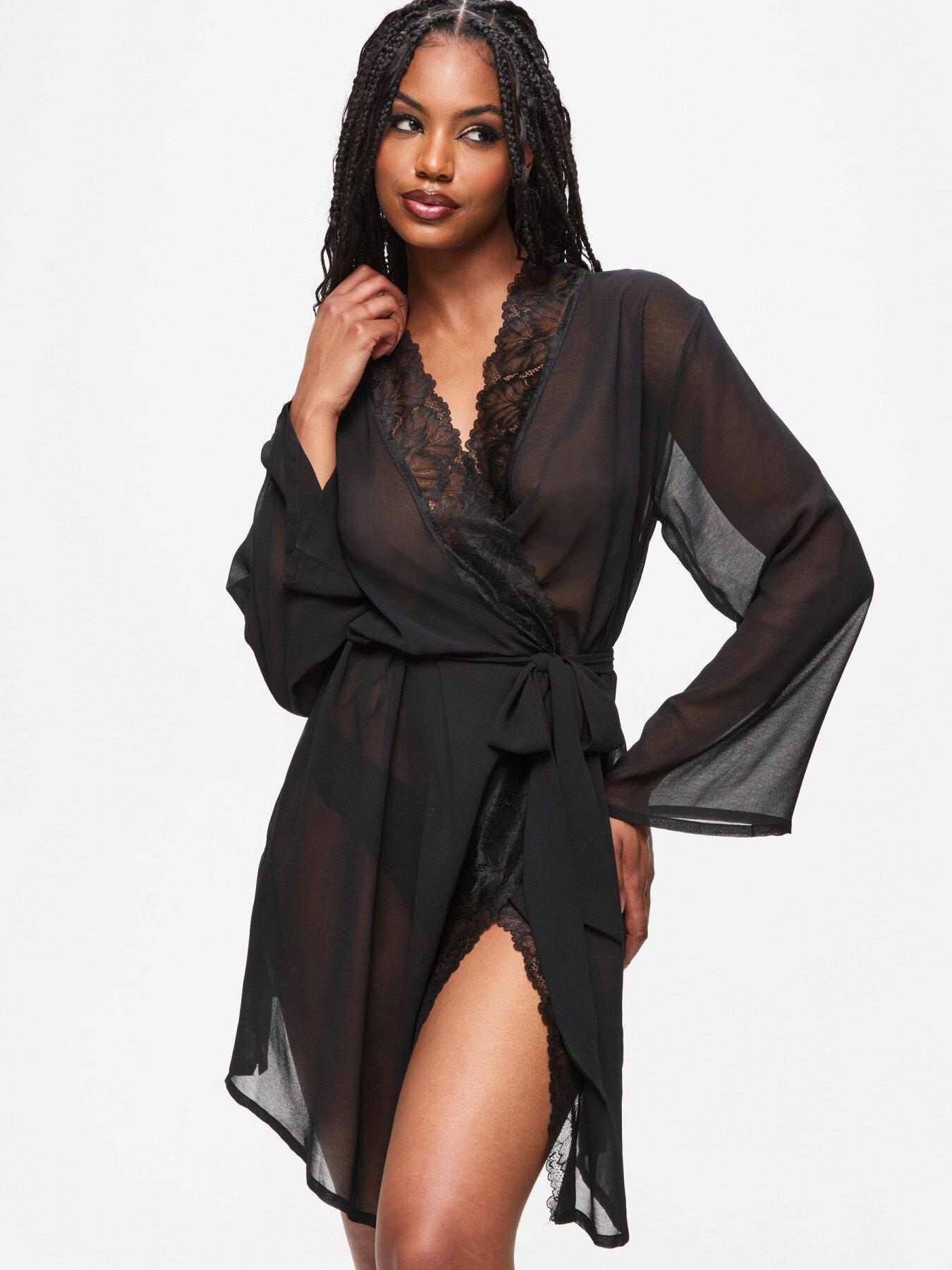 Image 1 of 4 of Ann Summers The Promising Robe - Black