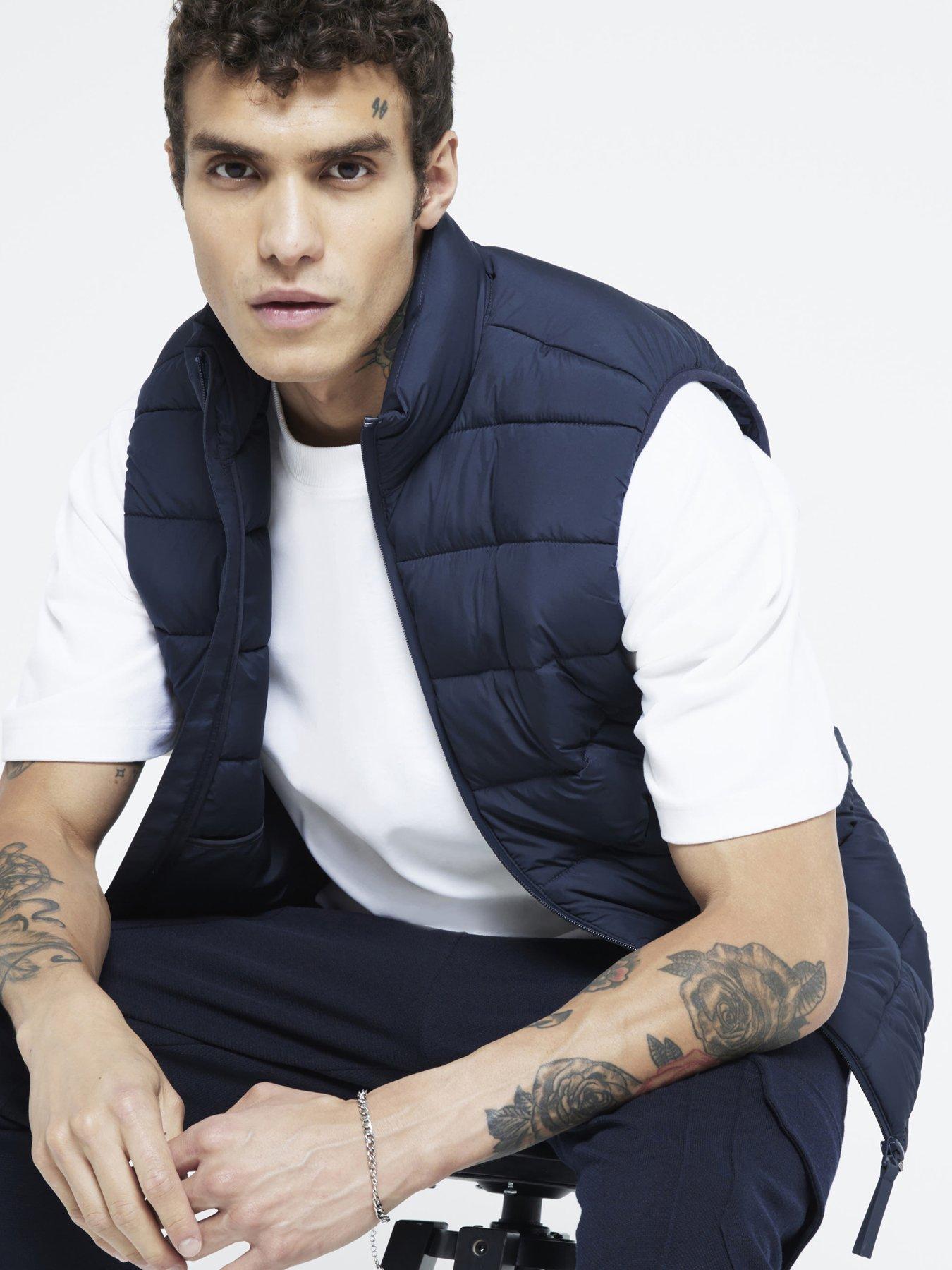 undefined Regular Fit Quilted Gilet - Blue