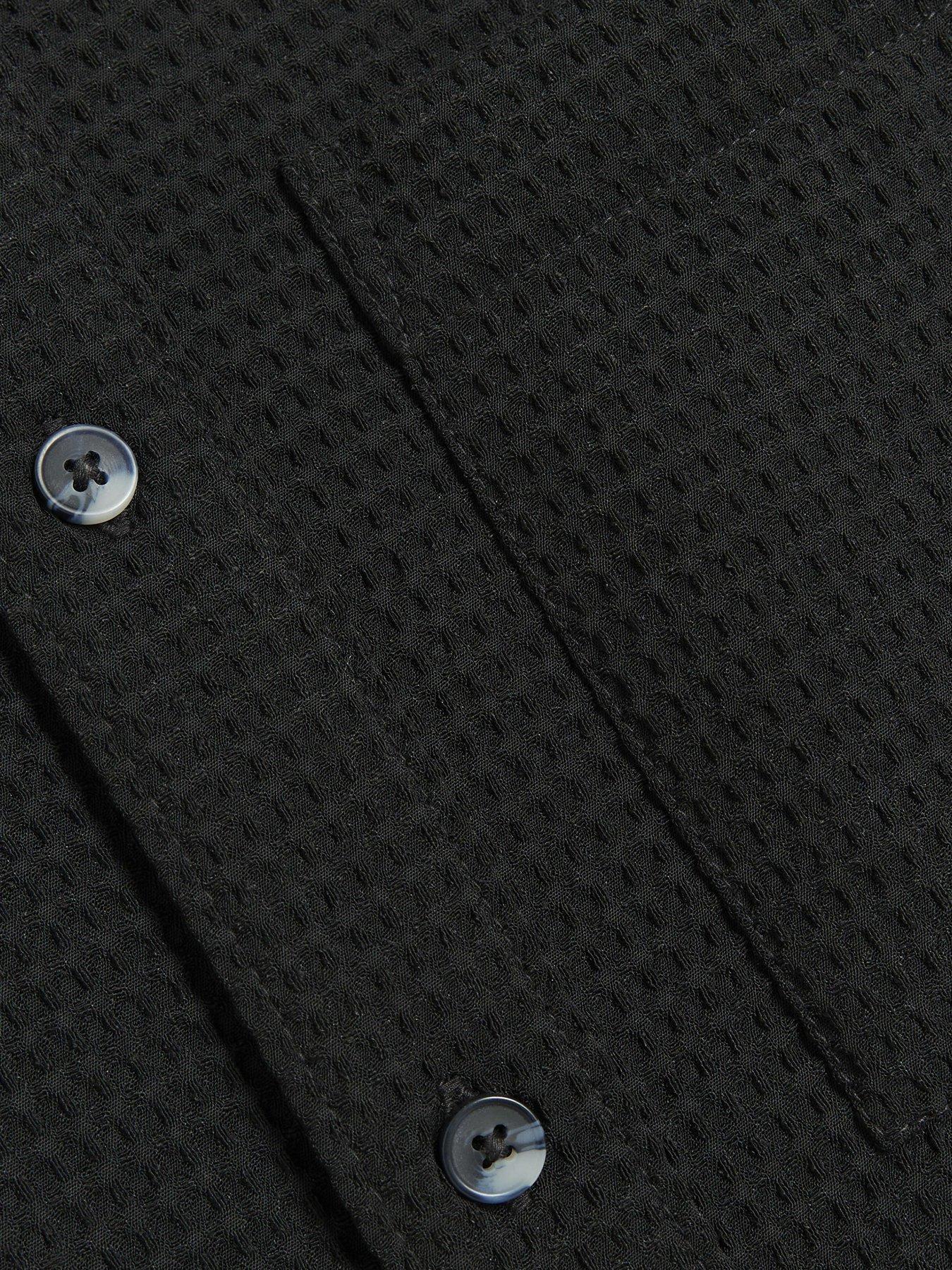 Image 5 of 5 of River Island Slim Fit Waffle Textured Shirt - Black