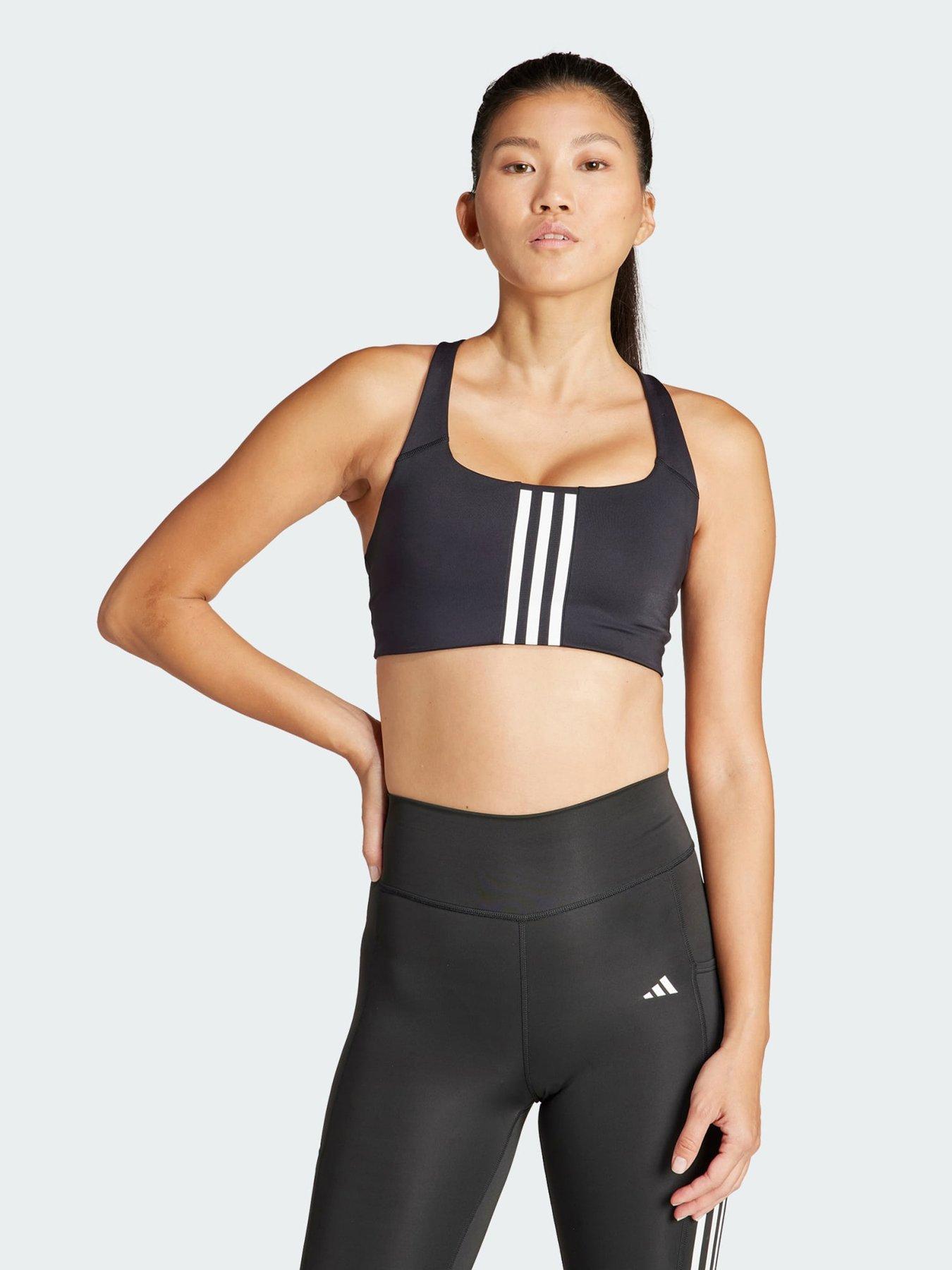 adidas Powerimpact Training Medium-Support 3-Stripes Bra - Black