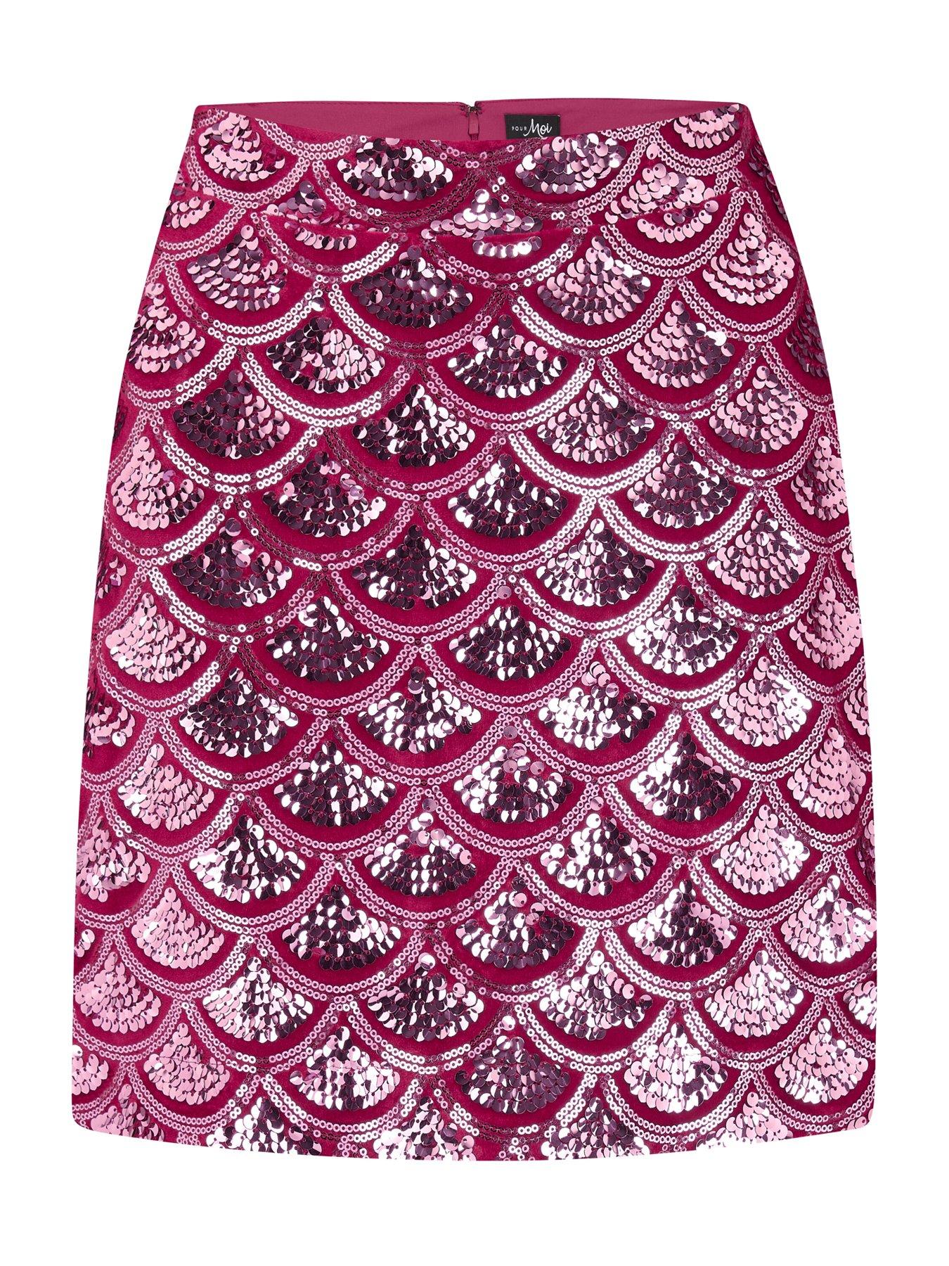 Image 3 of 4 of Pour Moi Selena Velvet Sequin Mini Skirt - Multi