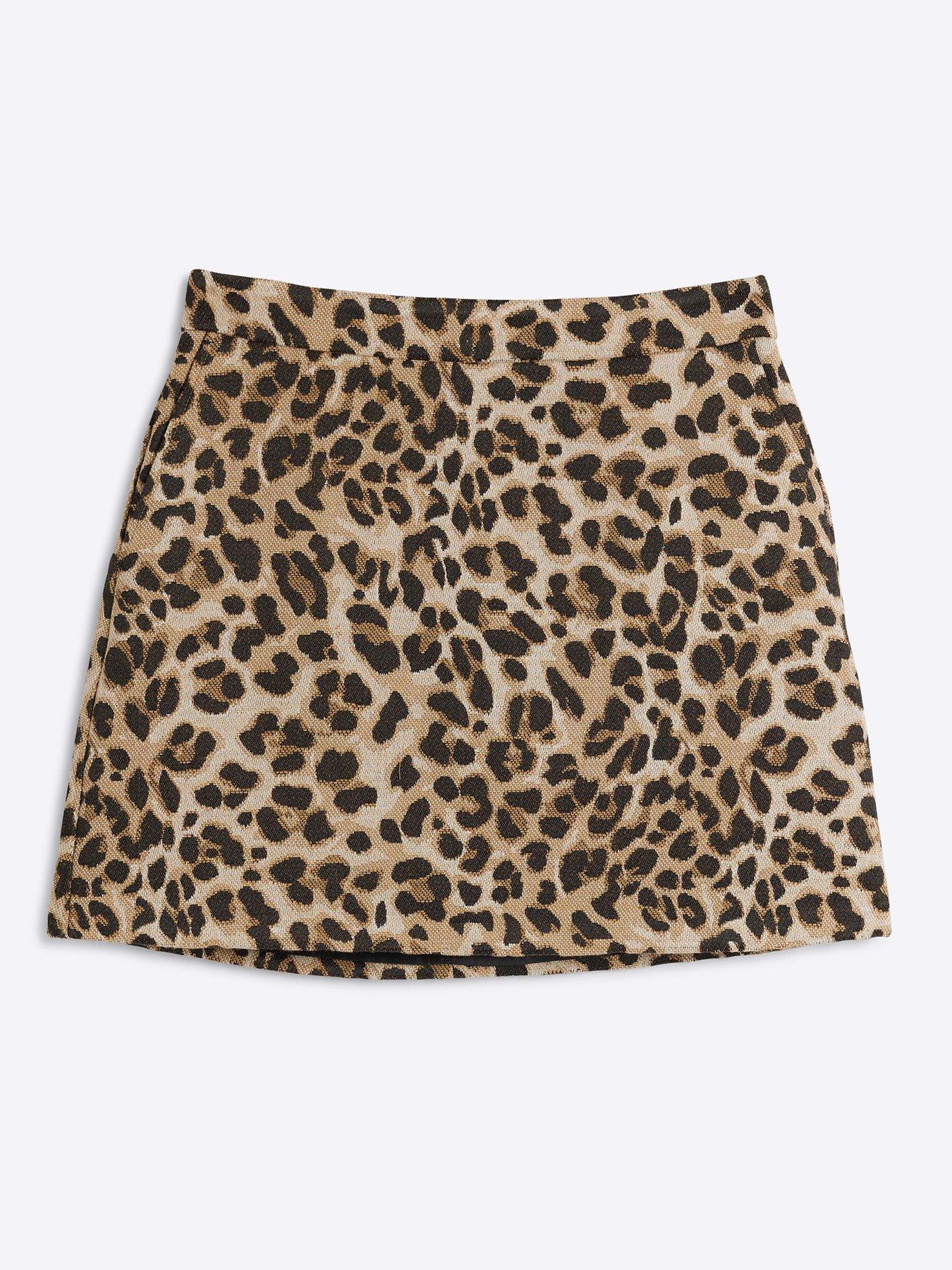 River Island Petite Leopard Structured Mini Skirt Very
