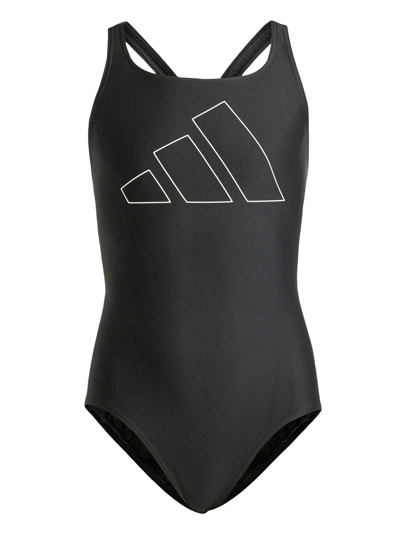 Image 1 of 5 of adidas Performance Big Bars Swimsuit Kids - Black