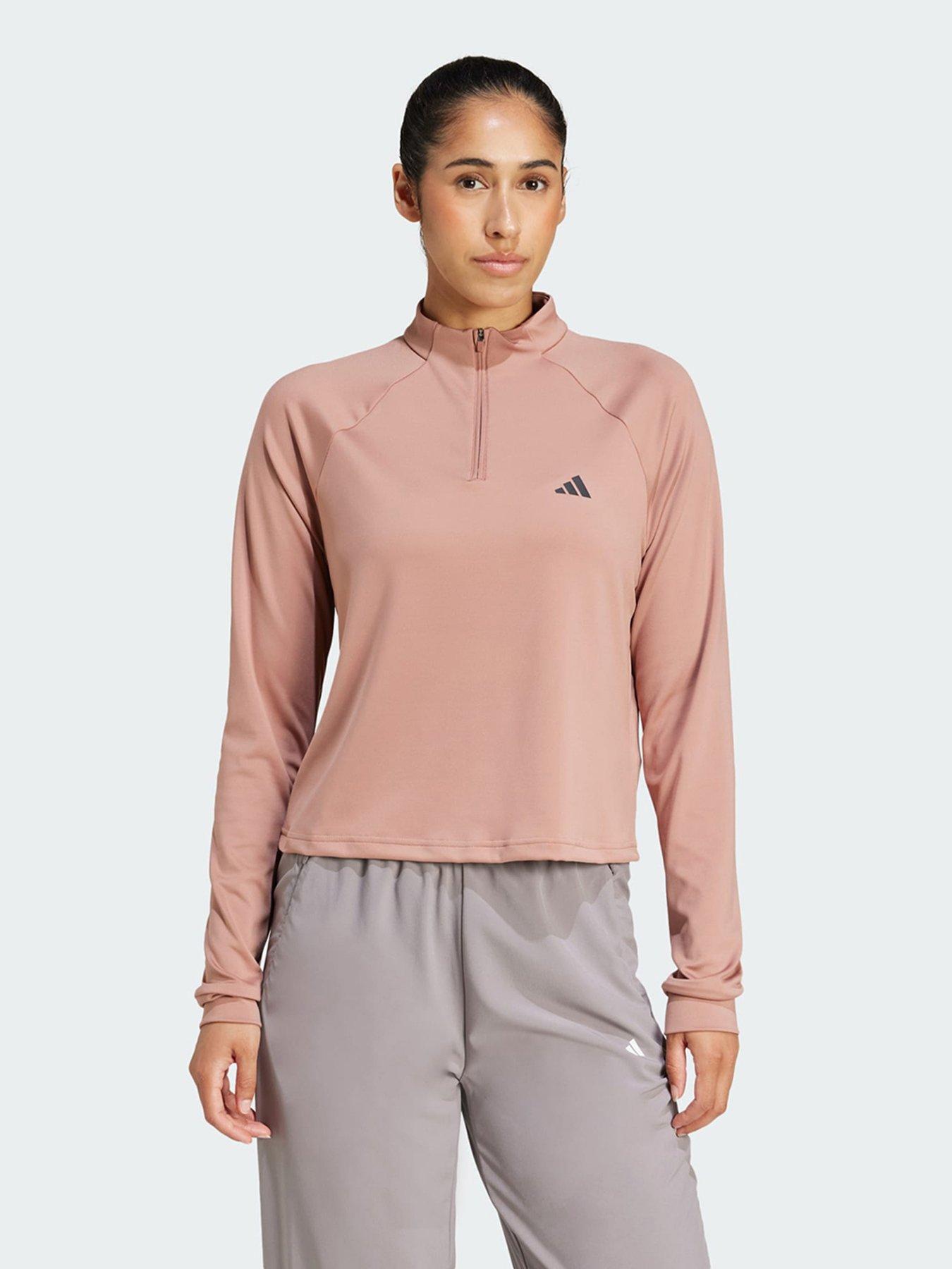 undefined Train Essentials Minimal Branding 1/4-Zip Cover Up - Light Pink
