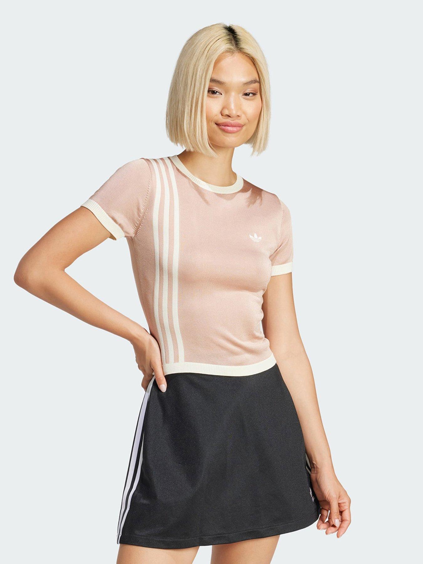 undefined Knitted 3-Stripes Short Tee - Beige