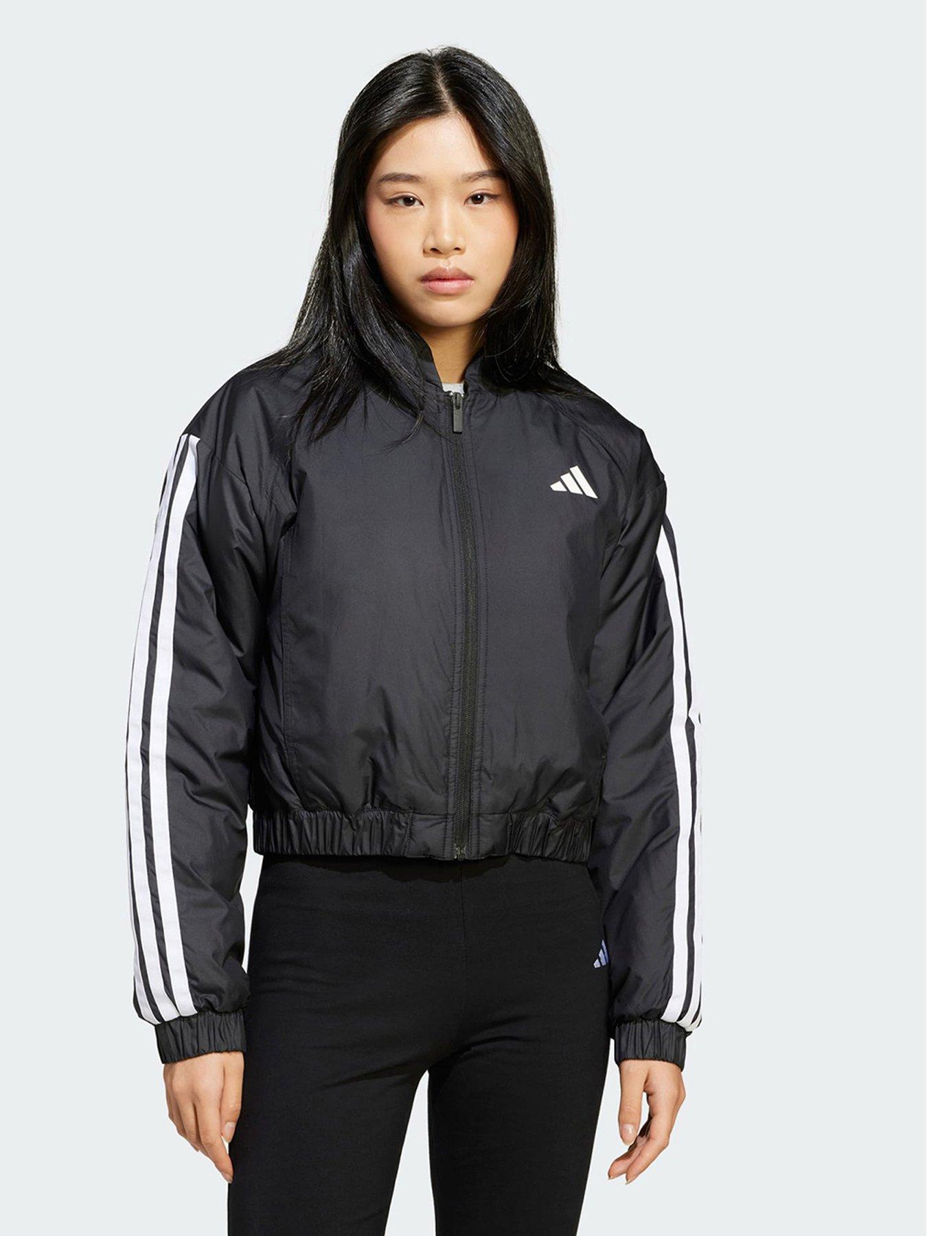 Essentials 3 Stripes Insulated Crop Bomber Jacket