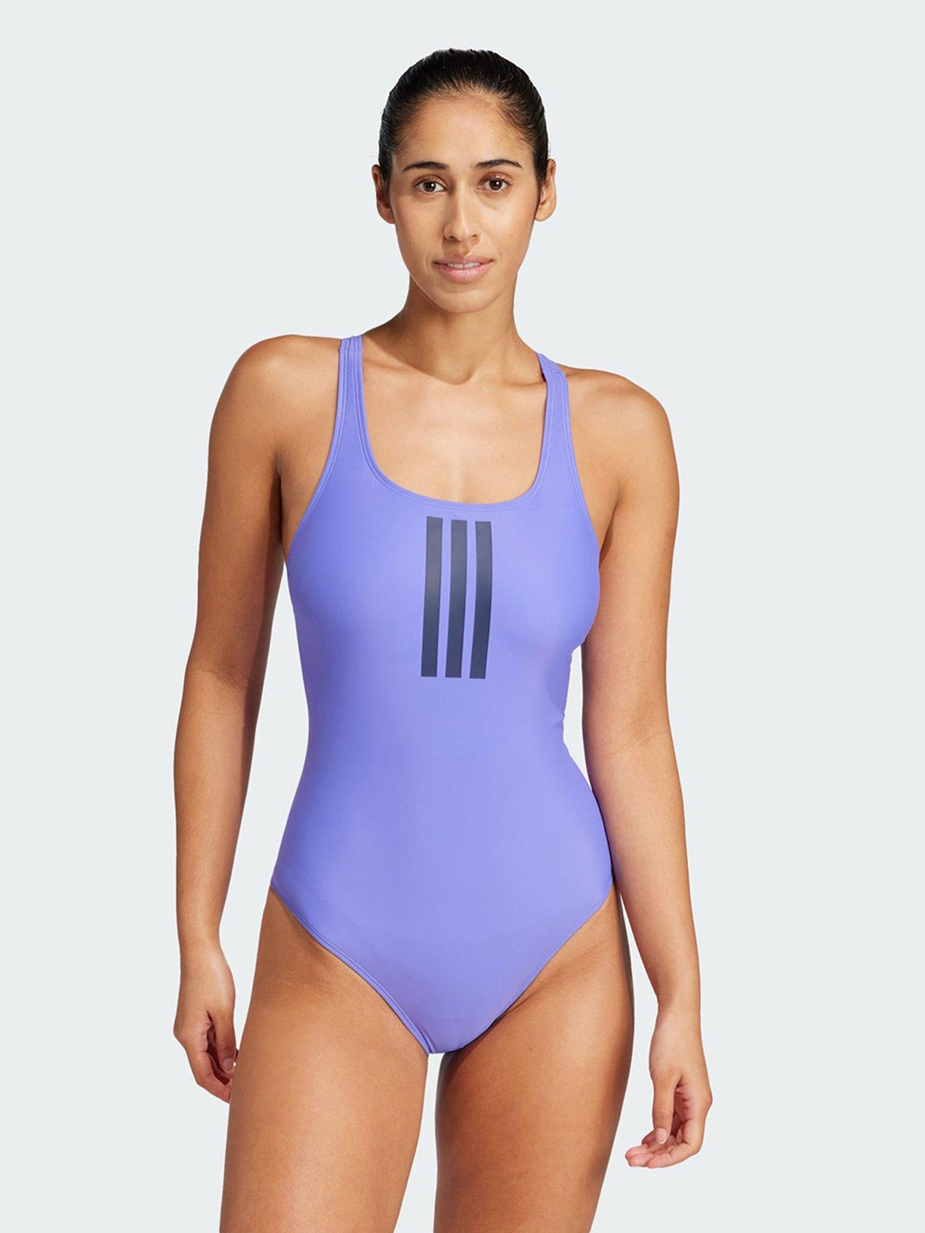 undefined 3-Stripes V-Back Swimsuit - Black/White