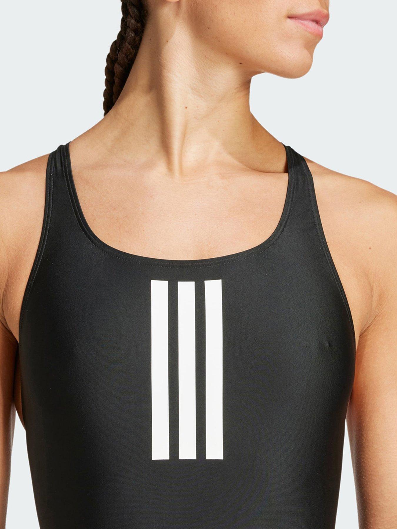 Image 4 of 5 of adidas 3-Stripes V-Back Swimsuit - Black/White