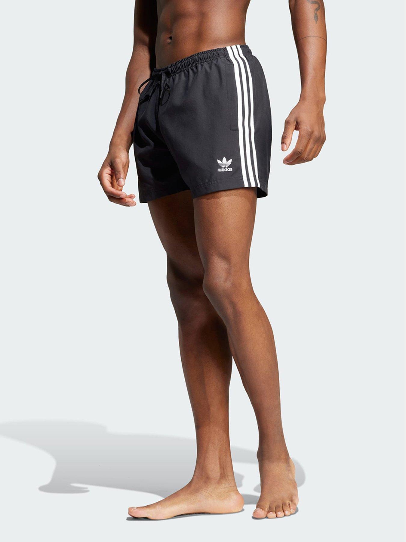 adidas Originals Adicolor 3-Stripes 5-Inch Swim Shorts, Black, Size Xs, Men