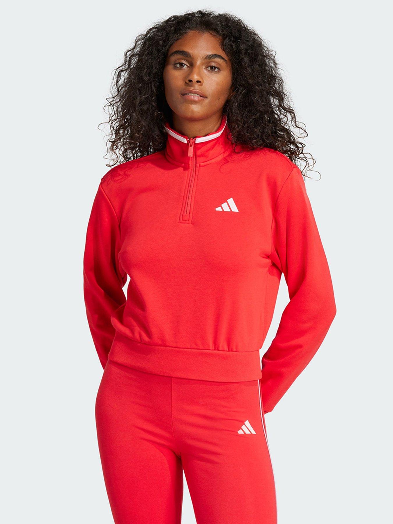 undefined Essentials Color Pop French Terry Crop Quarter-Zip Track Jacket - Black