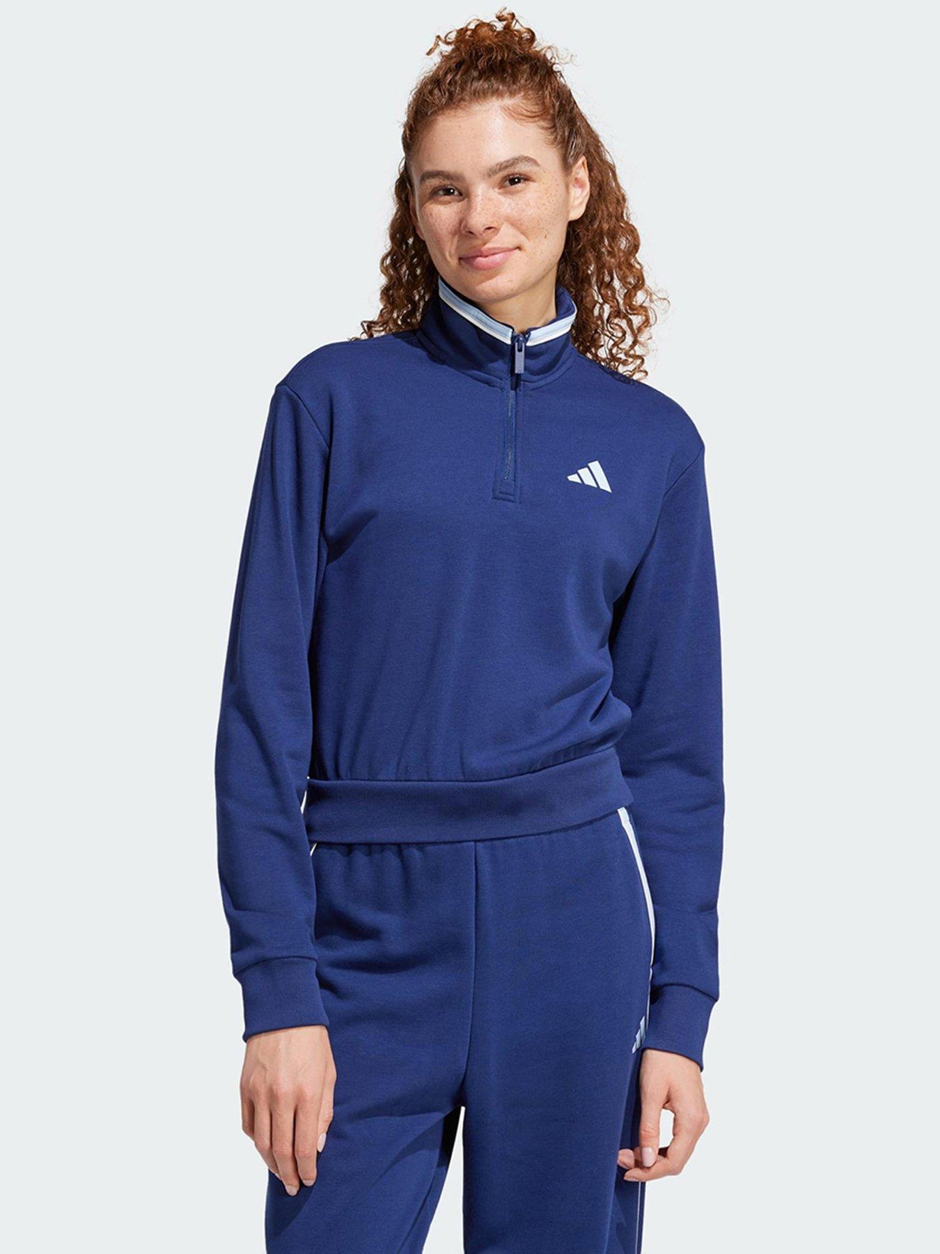 undefined Essentials Color Pop French Terry Crop Quarter-Zip Track Jacket - Black