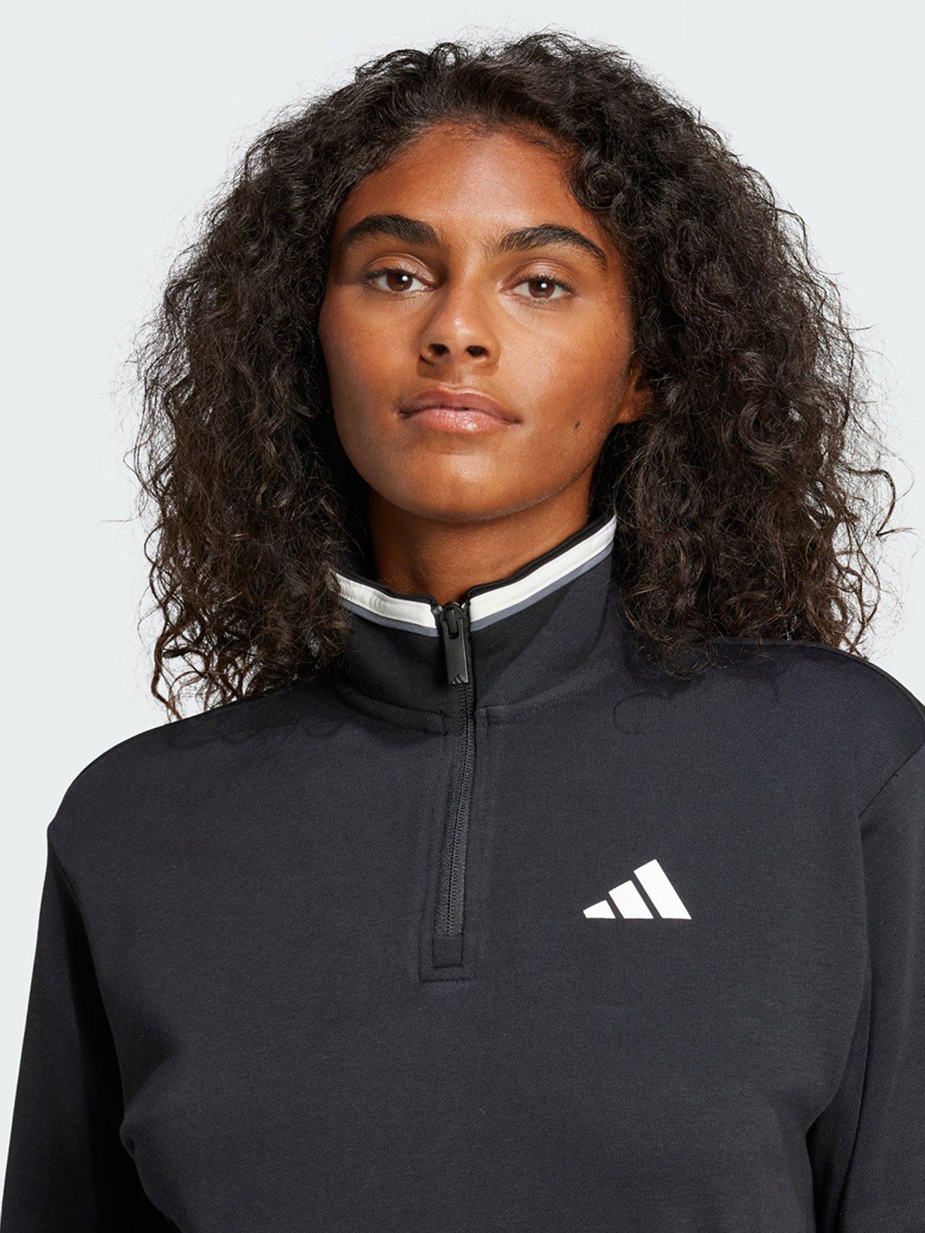 adidas Essentials Color Pop French Terry Crop Quarter Zip Track Jacket Very