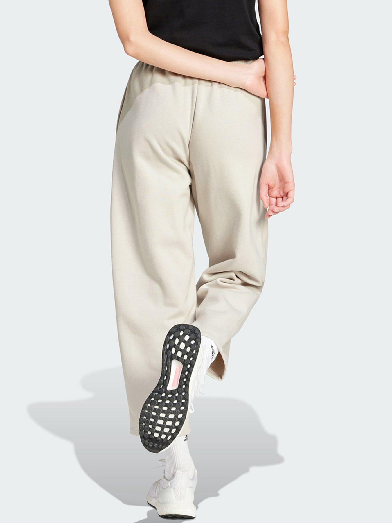 Image 2 of 5 of adidas Essentials Contemporary Logo Fleece Barrel Pants - White