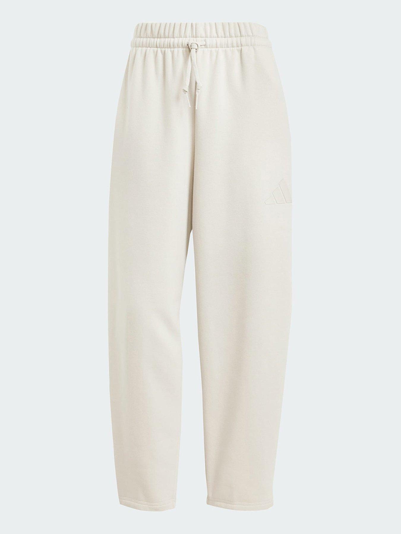 Image 5 of 5 of adidas Essentials Contemporary Logo Fleece Barrel Pants - White