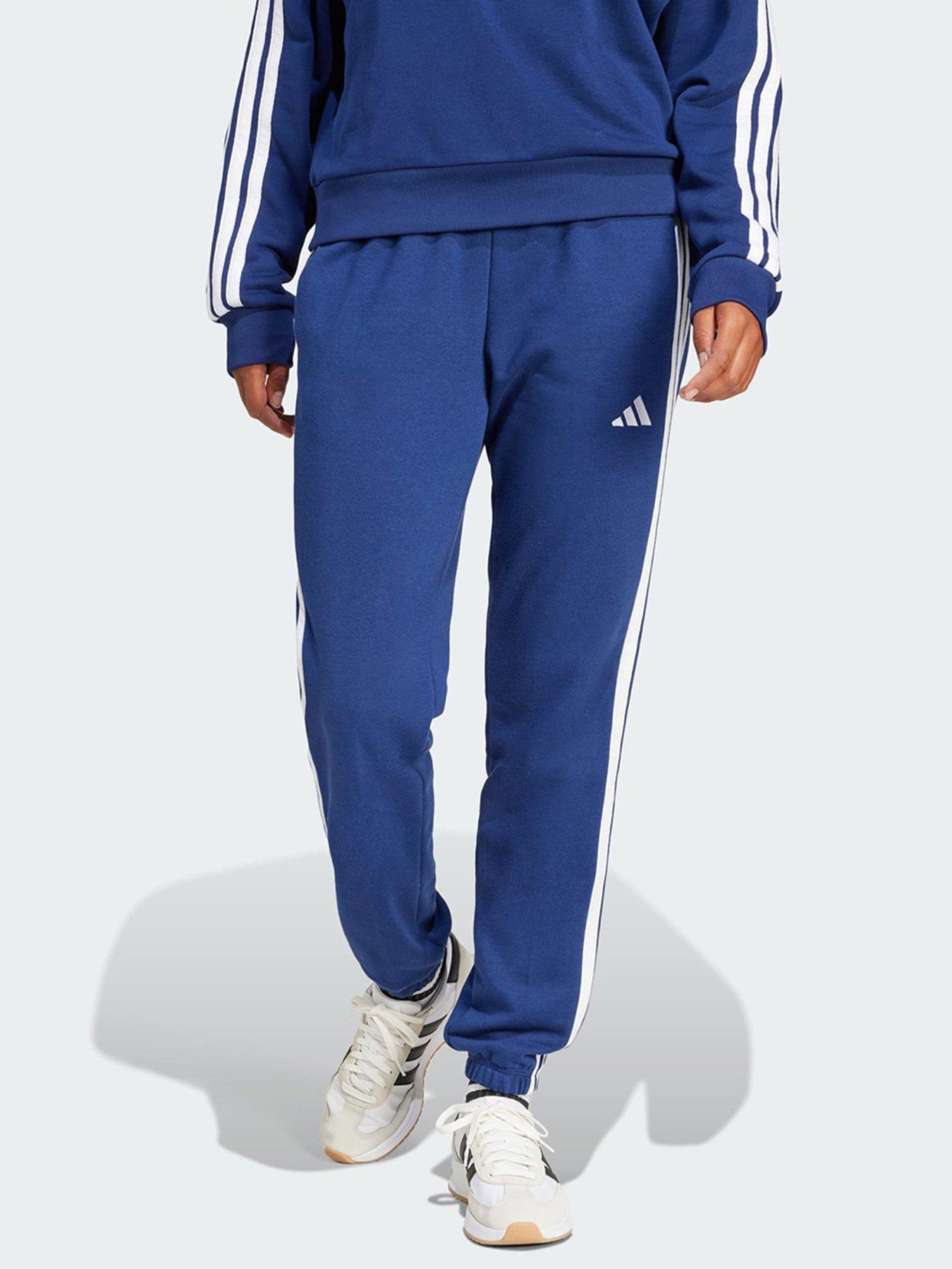 undefined Essentials 3-Stripes French Terry Cuffed Pants - Dark Blue