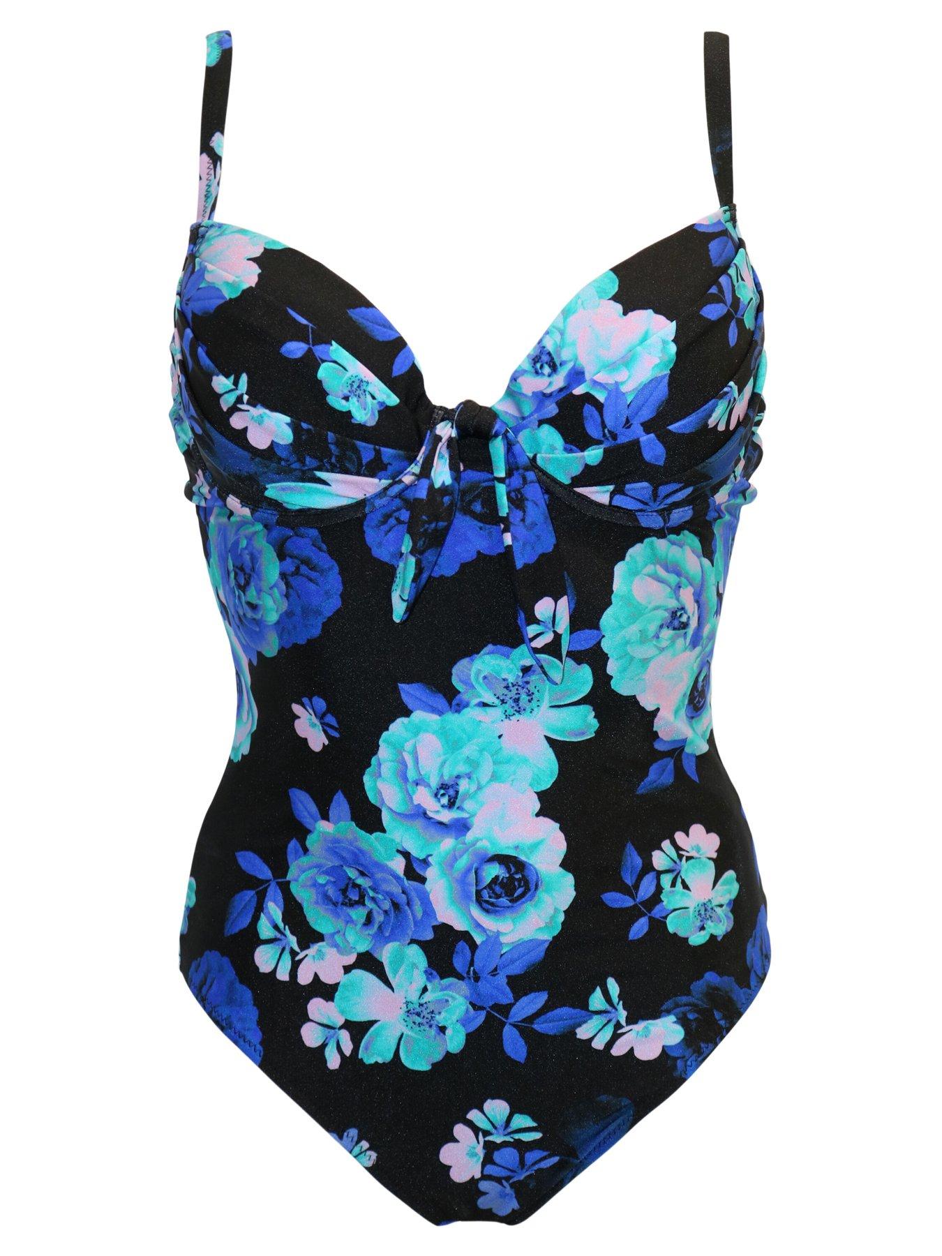 Image 3 of 4 of Pour Moi Portofino Underwired Padded Swimsuit - Black/Multi
